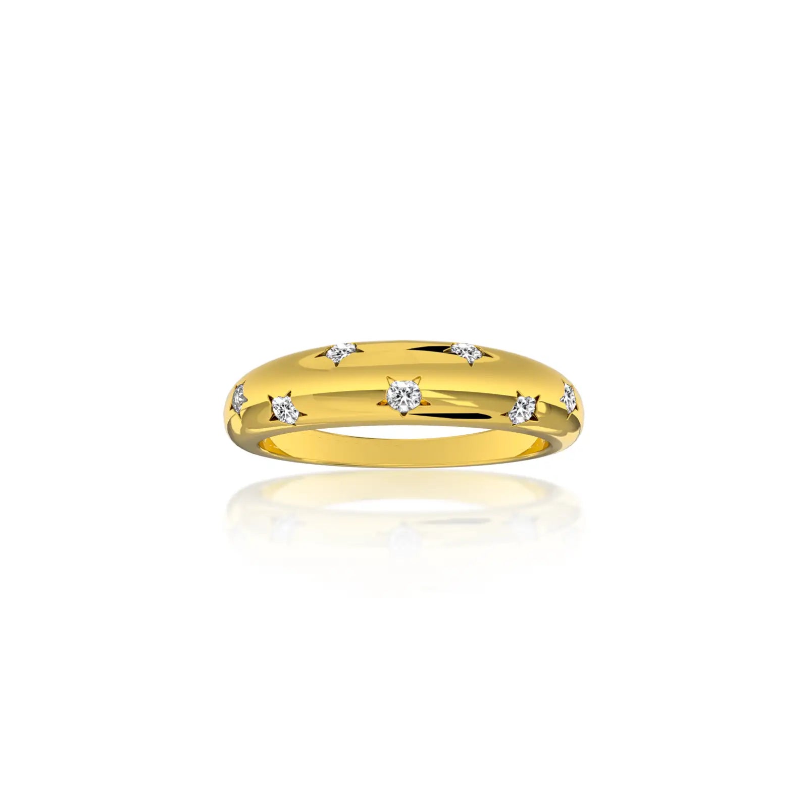 Star burst diamond gold band for office wear