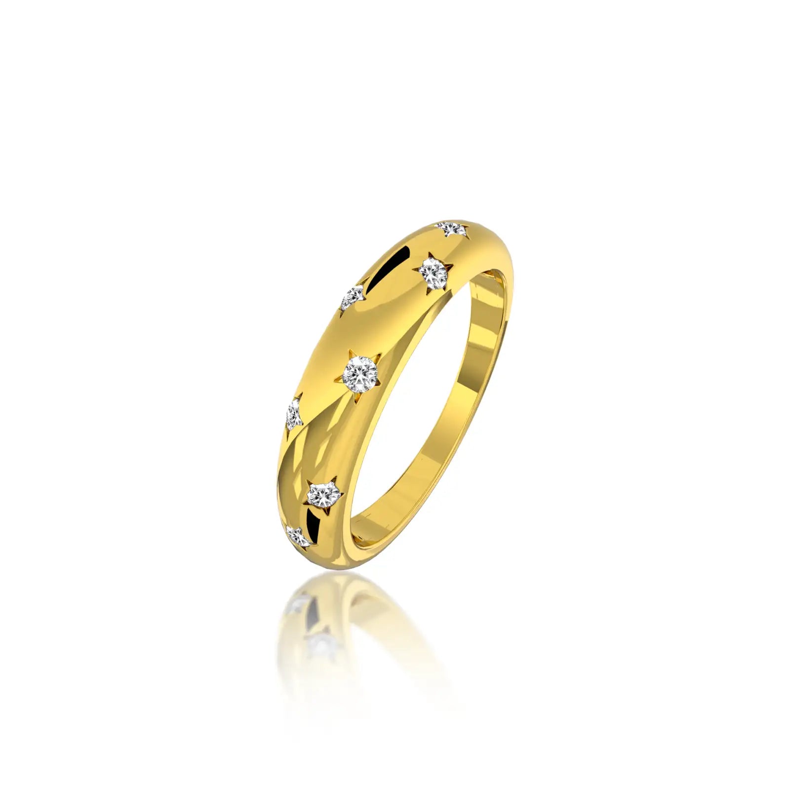 Star burst diamond gold band for pretty girls
