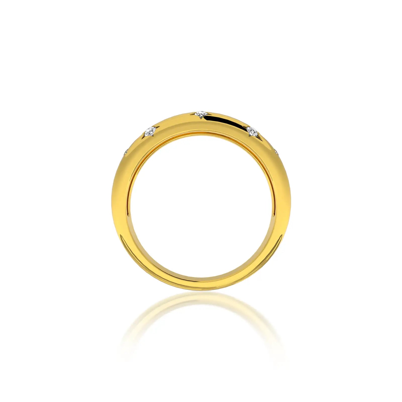 Stylish star burst diamond gold band