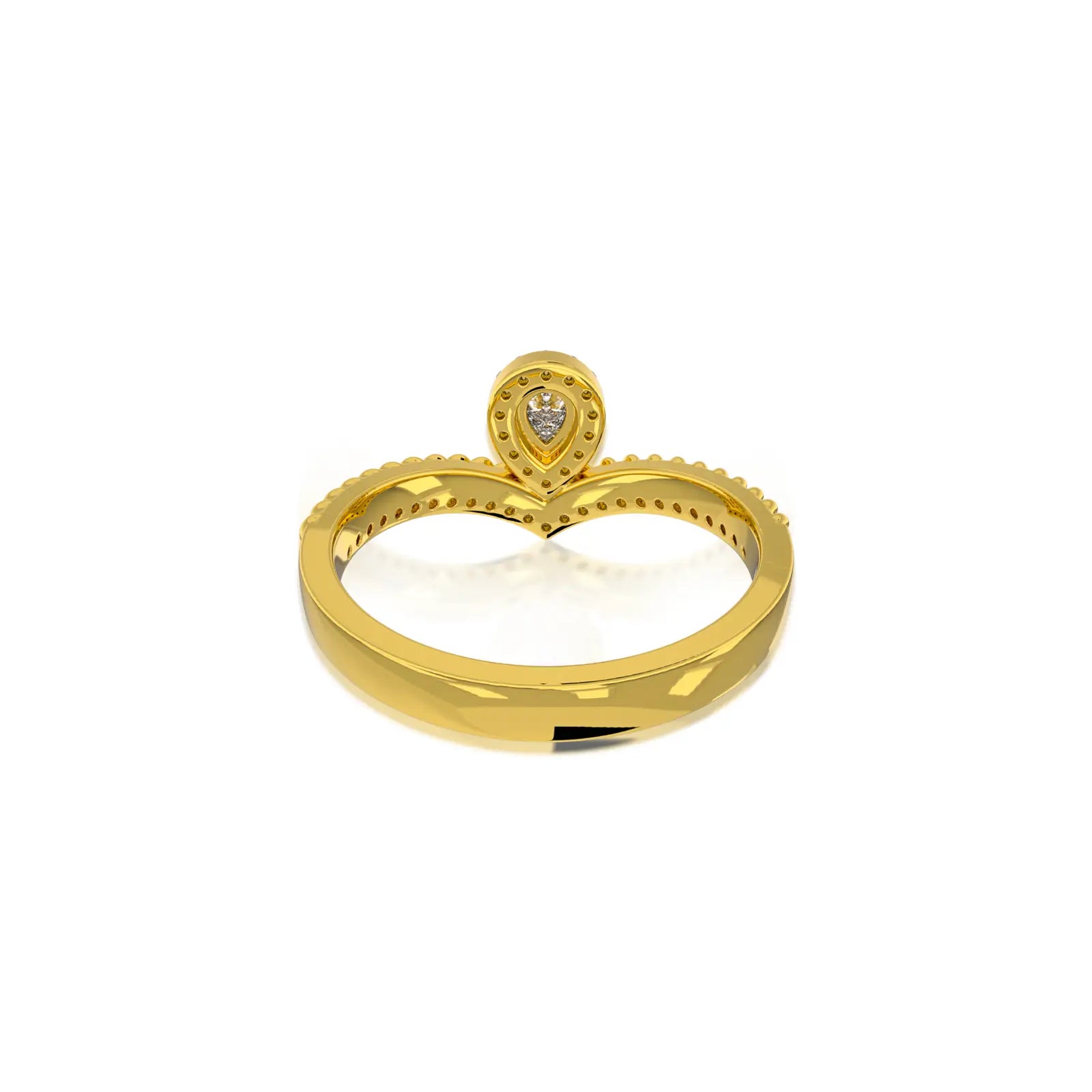 Trending Pear halo v shaped ring for women