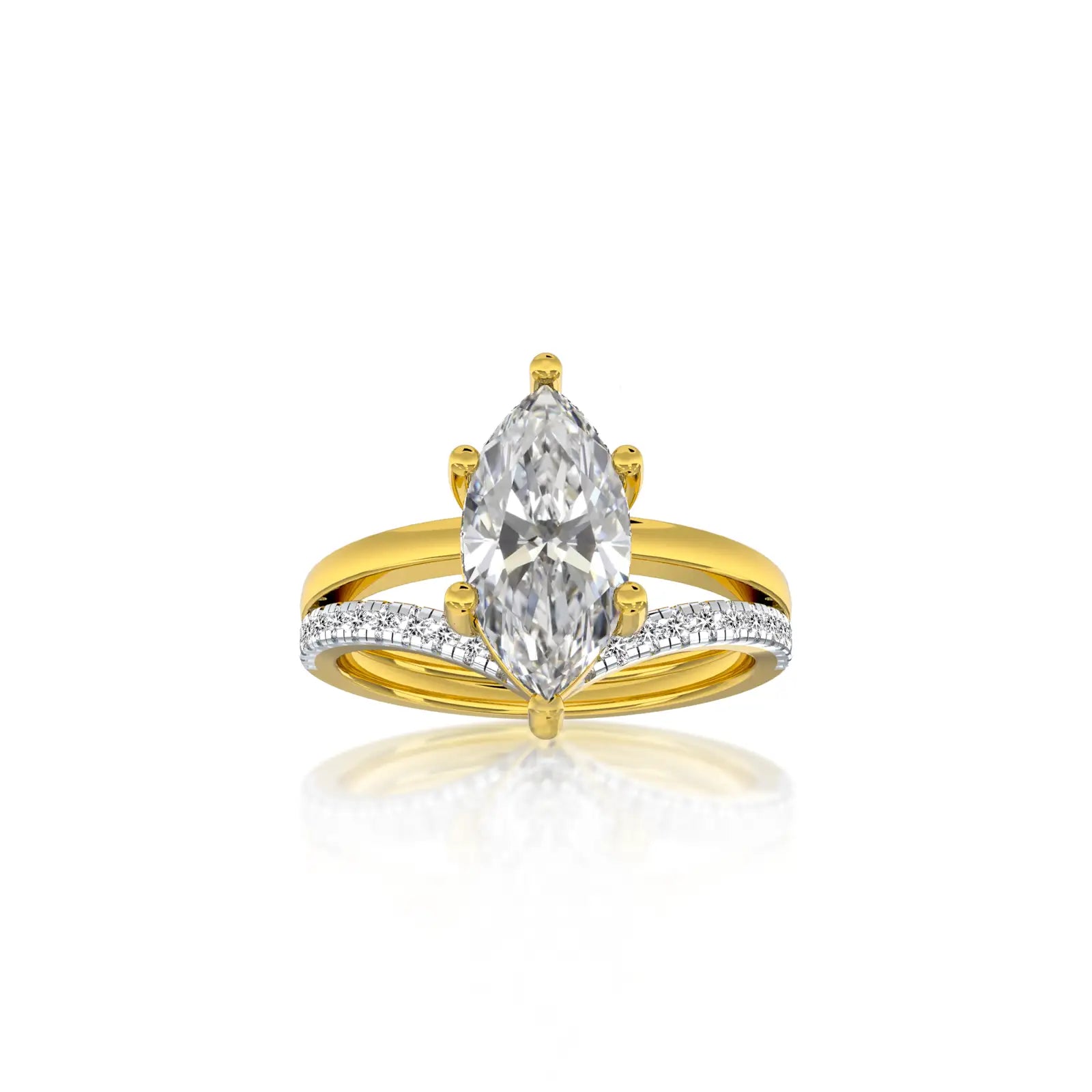 Marquise solitaire layered ring for office wear