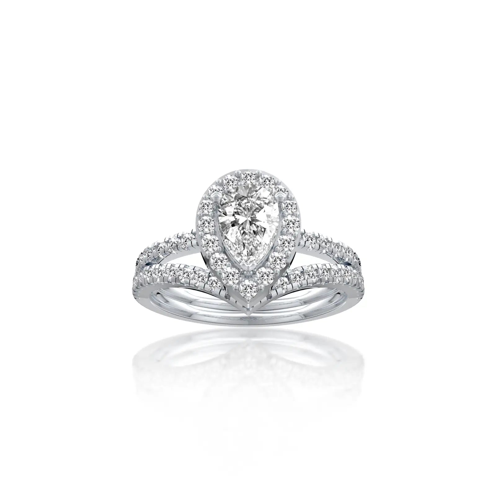 Pear halo split band ring for office wear