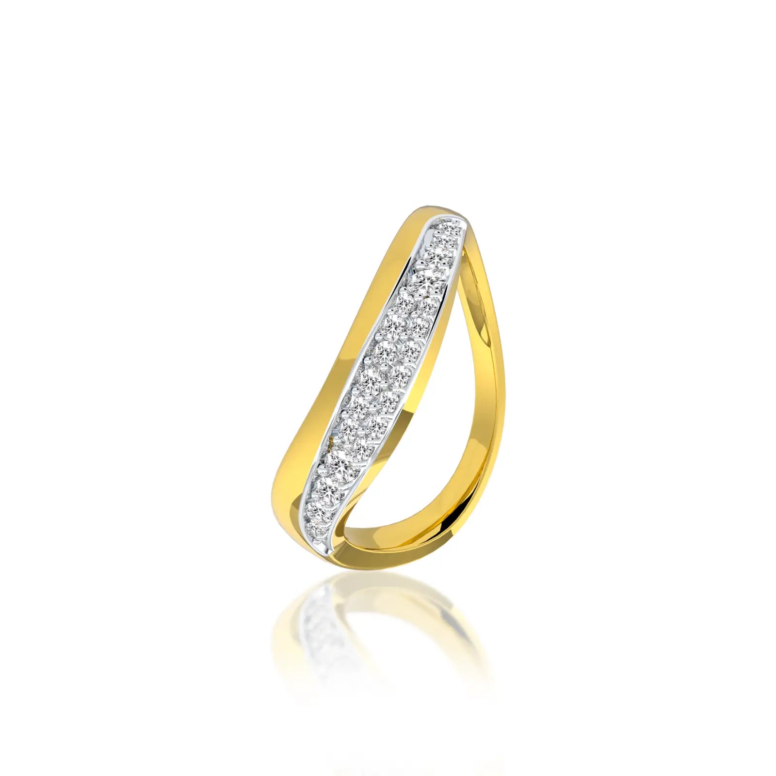 Curved diamond wave ring for pretty girls
