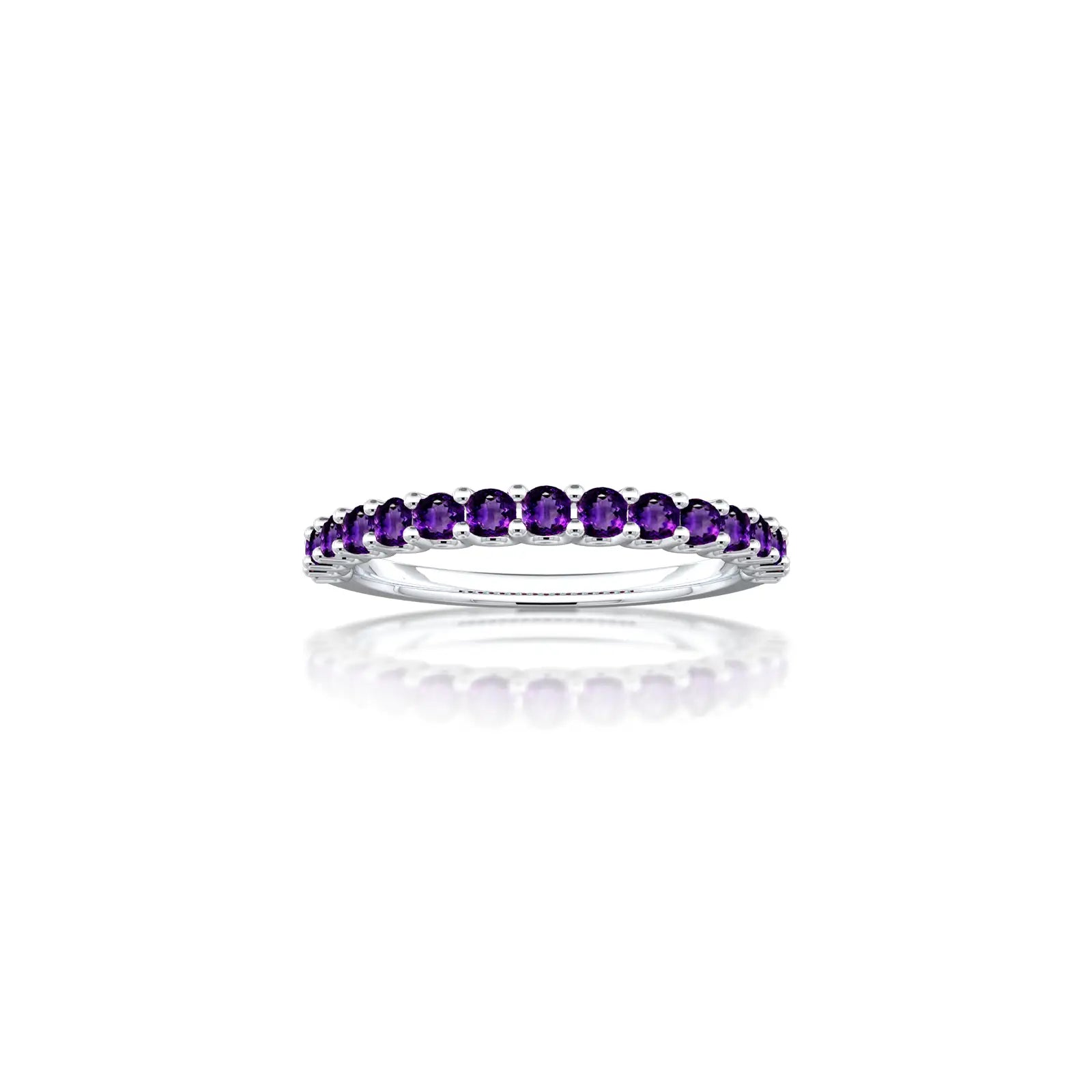 White gold february birthstone half eternity amethyst ring