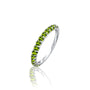 White gold fancy august birthstone half eternity peridot ring