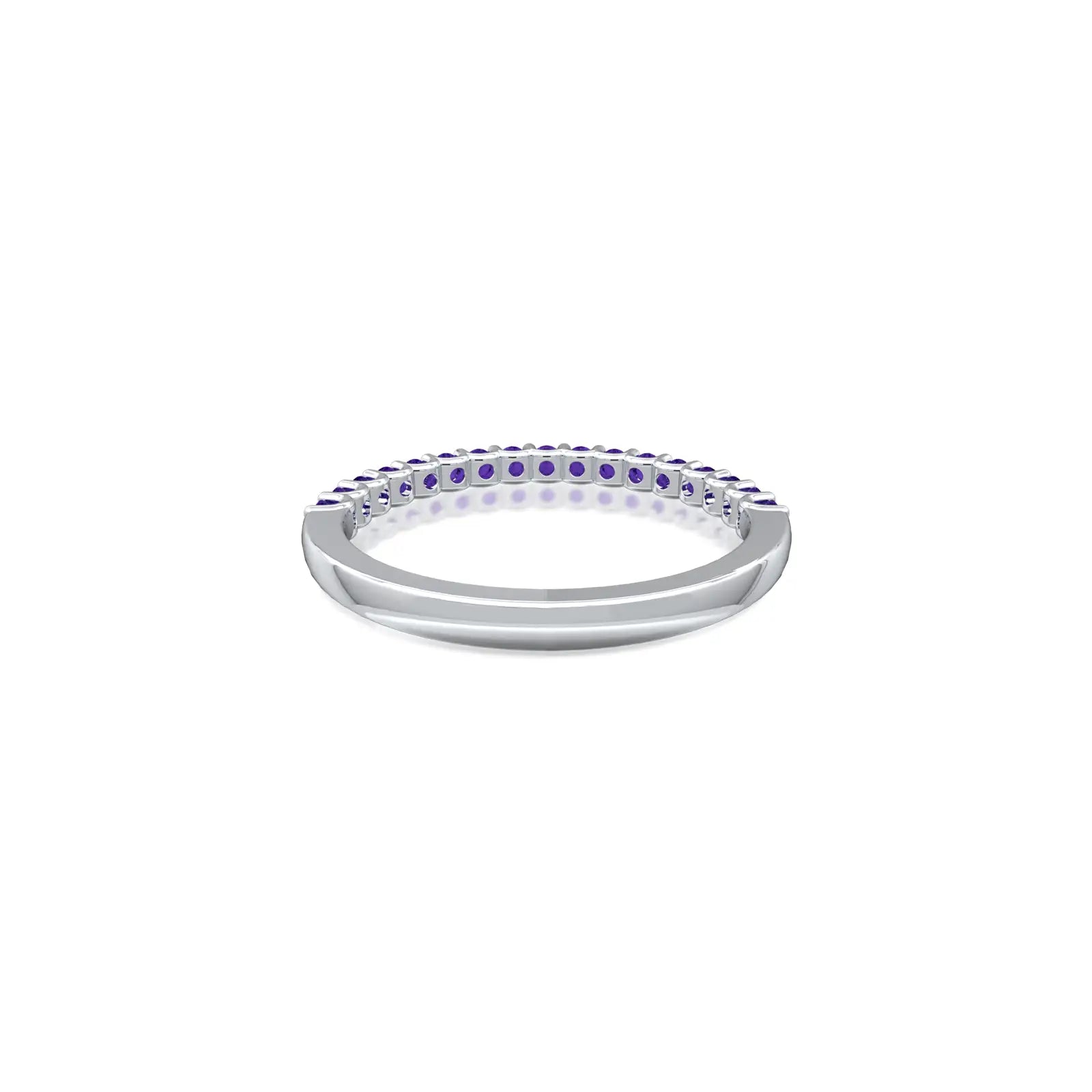 White gold simple february birthstone half eternity amethyst ring