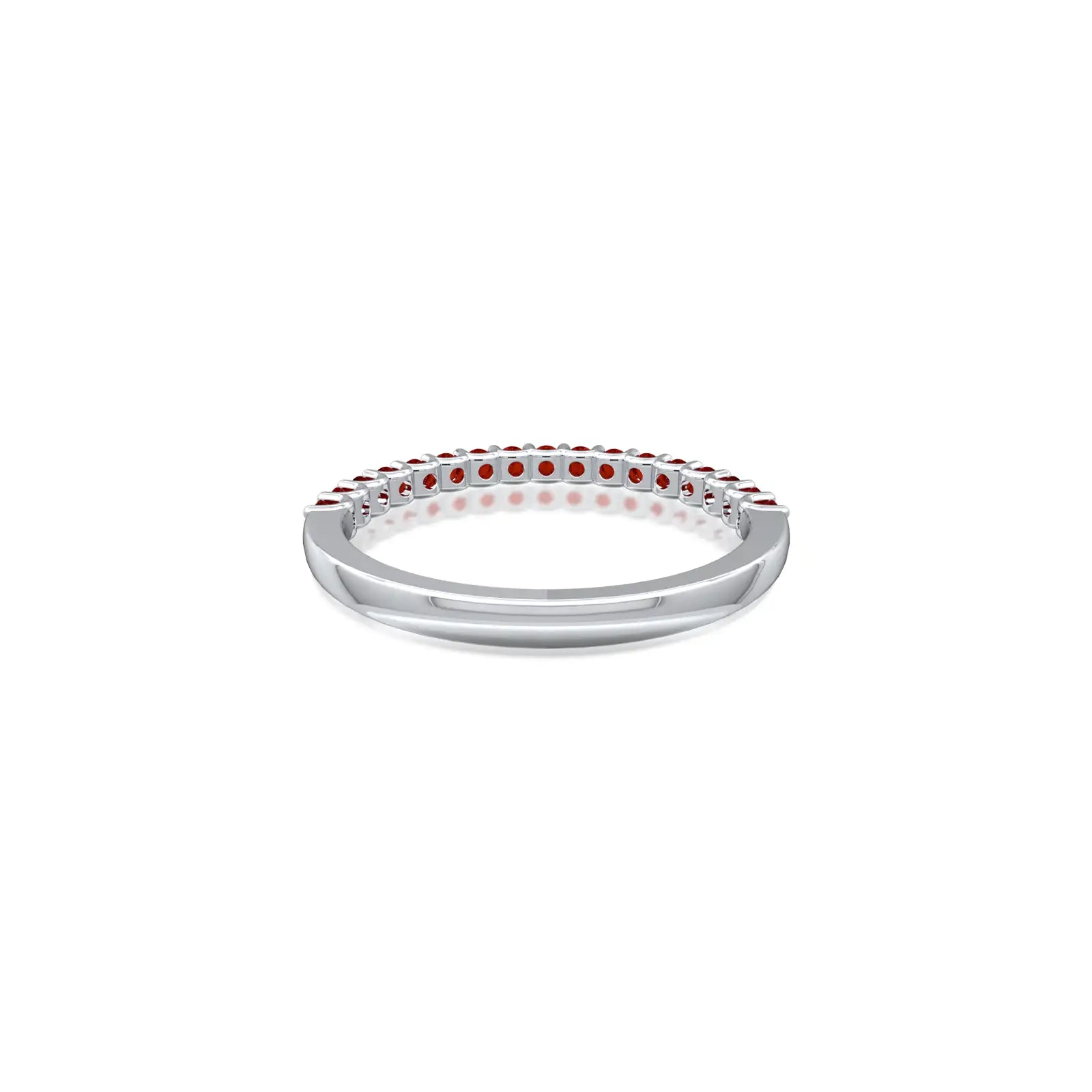 White gold unique july birthstone half eternity opaque ruby ring
