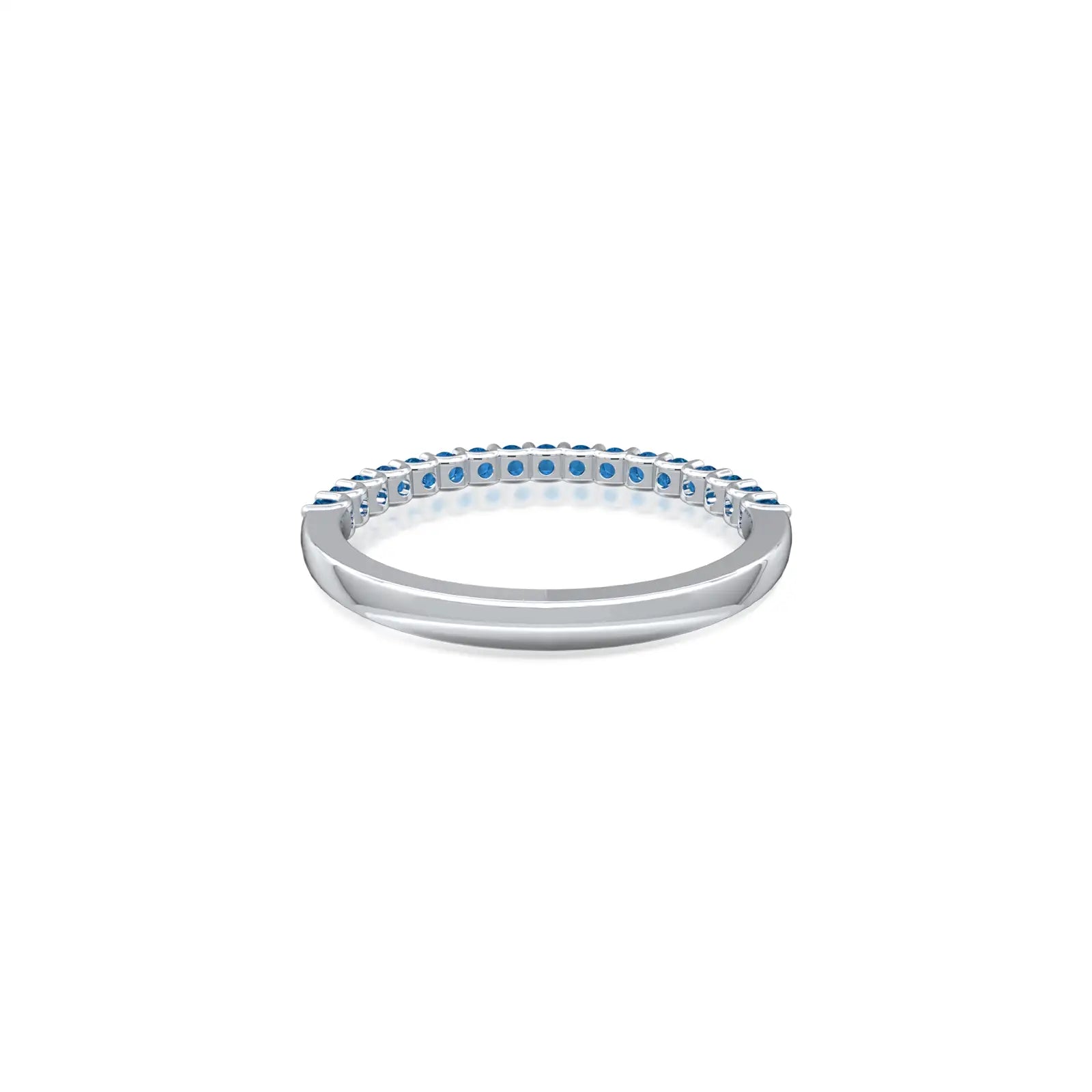 March birthstone half eternity swiss blue topaz ring for women