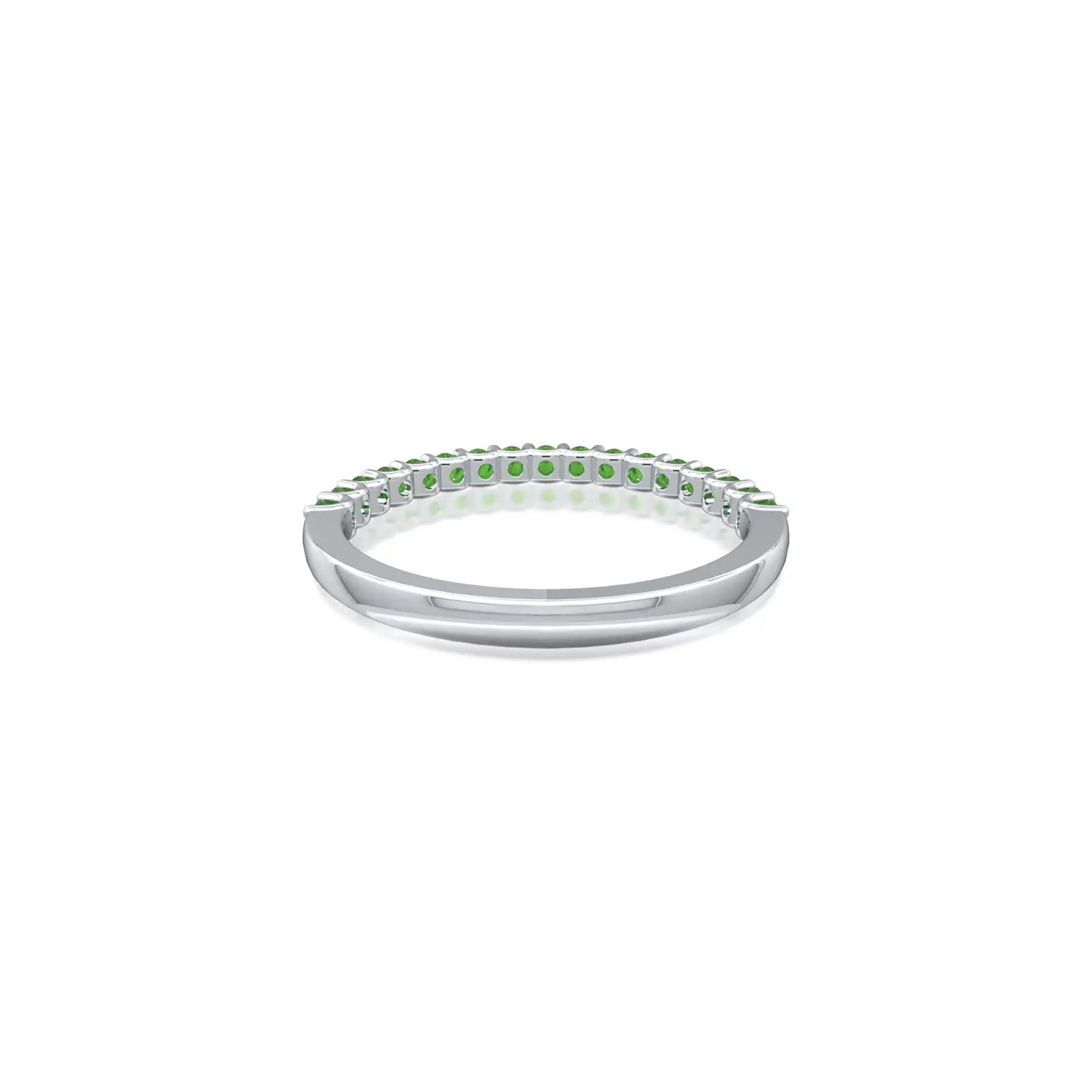 Unique white gold fancy august birthstone half eternity peridot ring
