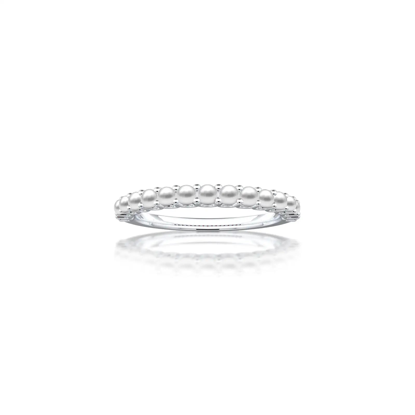 White gold june birthstone half eternity mother of pearl ring 