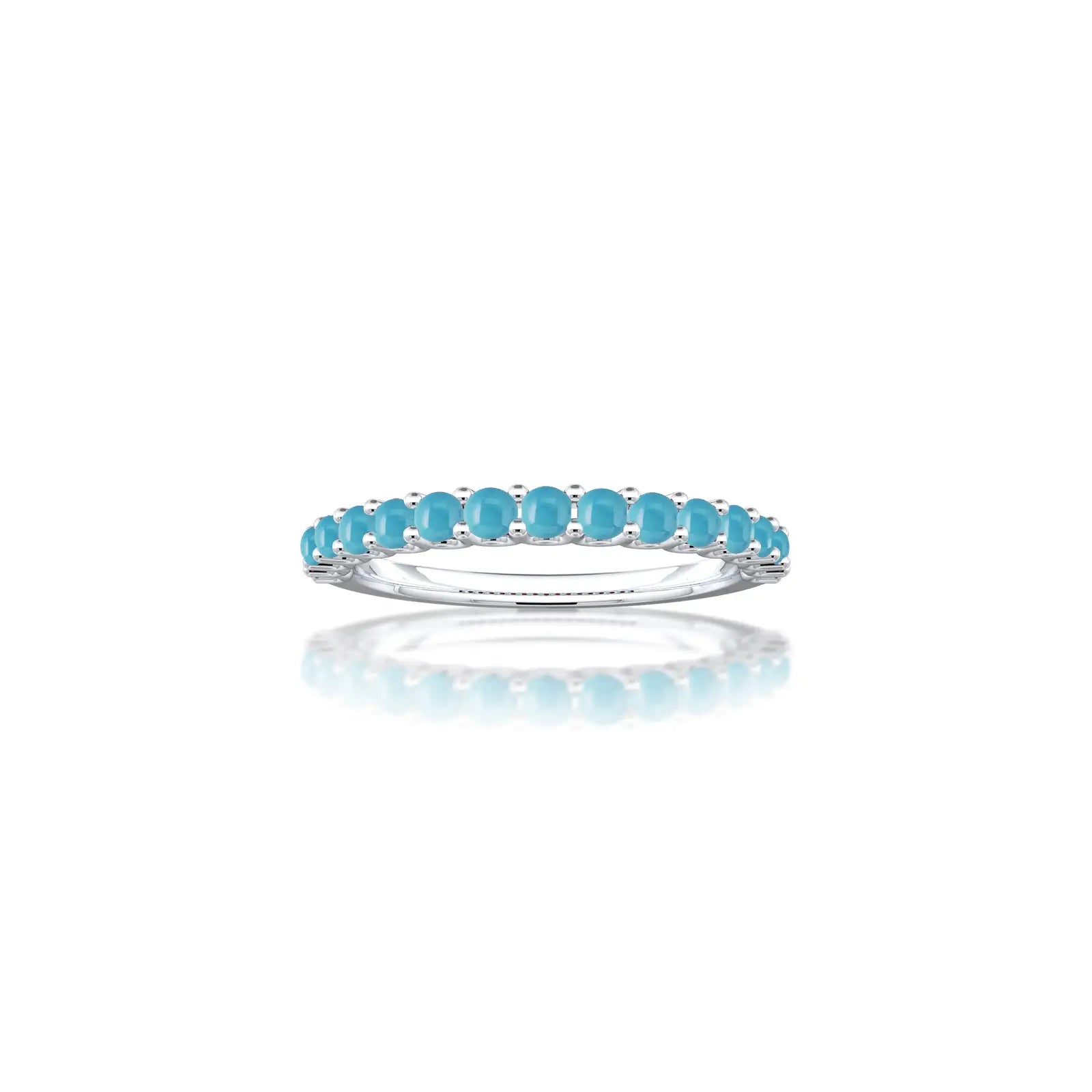 White gold december birthstone half eternity turquoise ring 