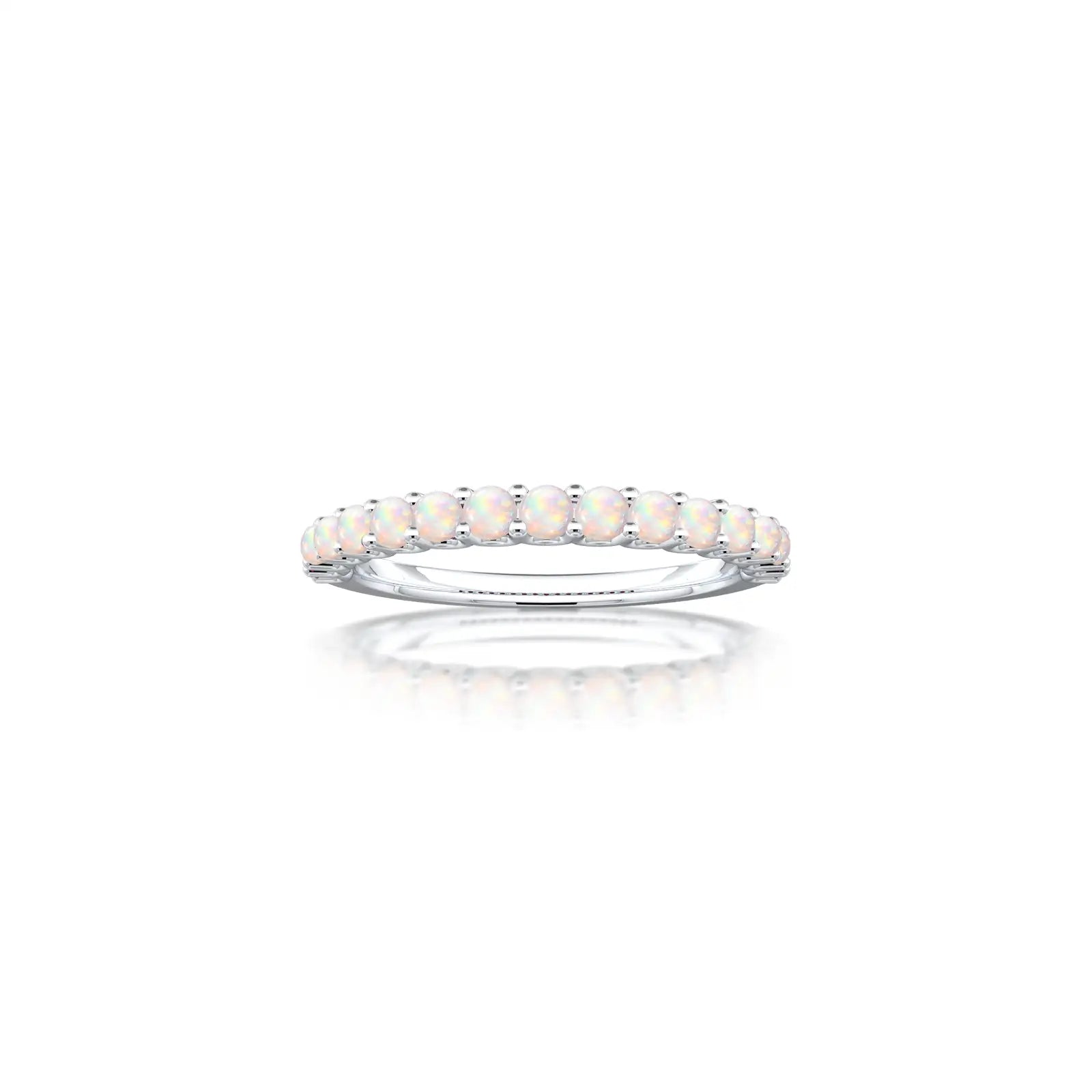 Fortune october birthstone half eternity opal ring
