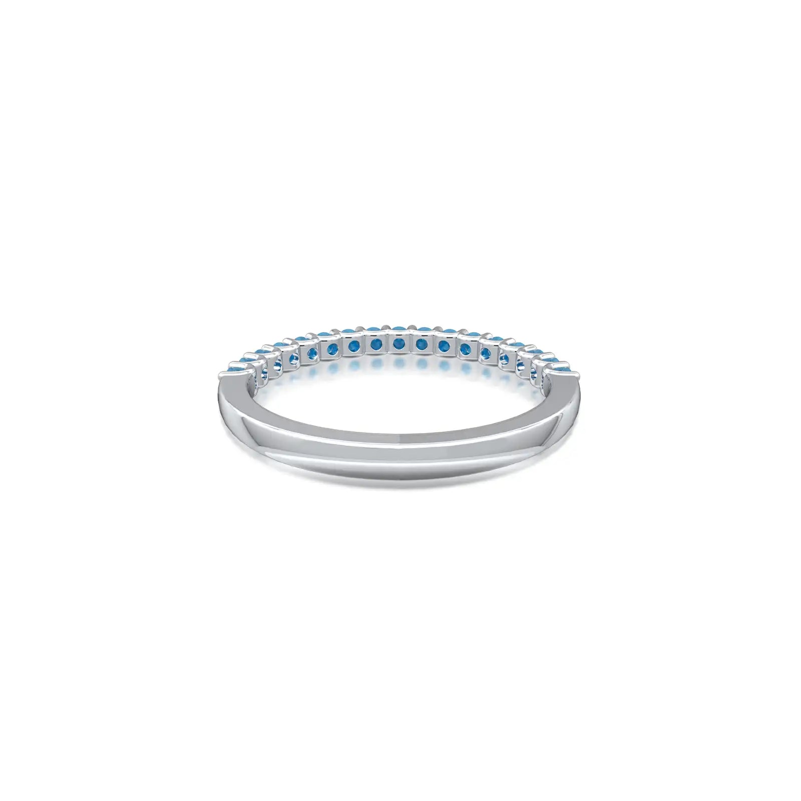 White gold december birthstone half eternity turquoise ring for office wear