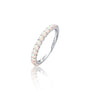 White gold unique october birthstone half eternity opal ring