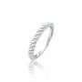 Stylish white gold june birthstone half eternity mother of pearl ring 