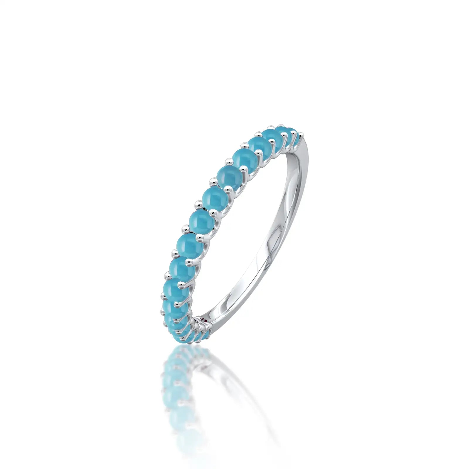 White gold december birthstone half eternity turquoise ring for women