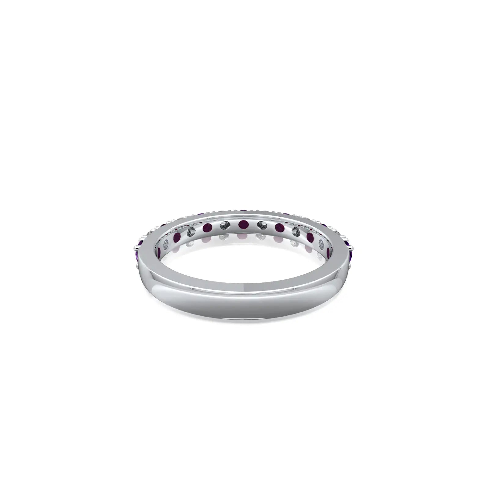 February birthstone half eternity amethyst ring for pretty girls