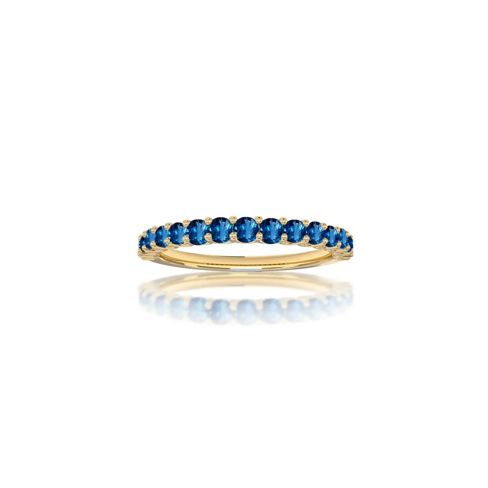 Stylish september birthstone half eternity london blue topaz ring