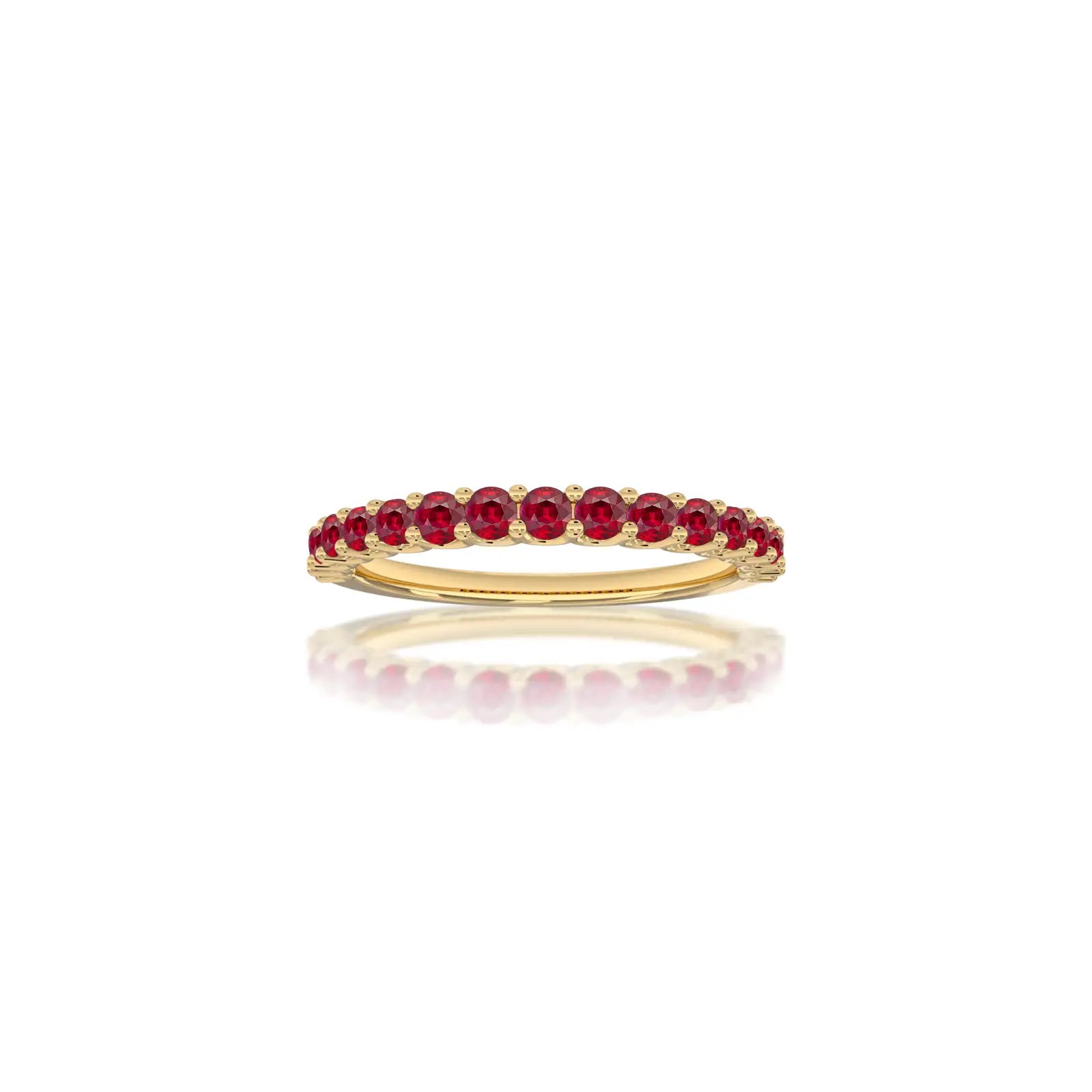 Fortune july birthstone half eternity opaque ruby ring
