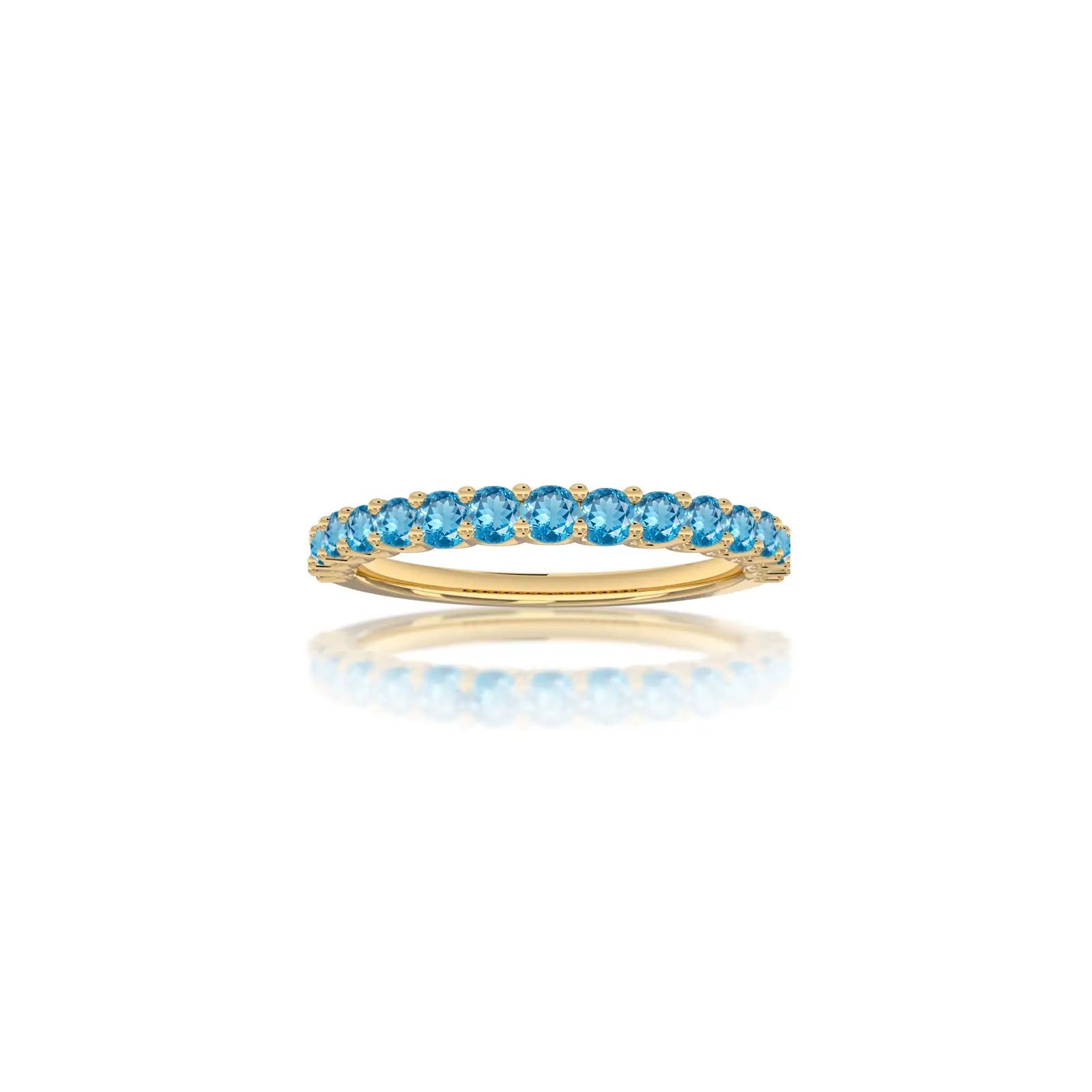March birthstone half eternity swiss blue topaz ring
