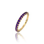 Yellow gold february birthstone half eternity amethyst ring