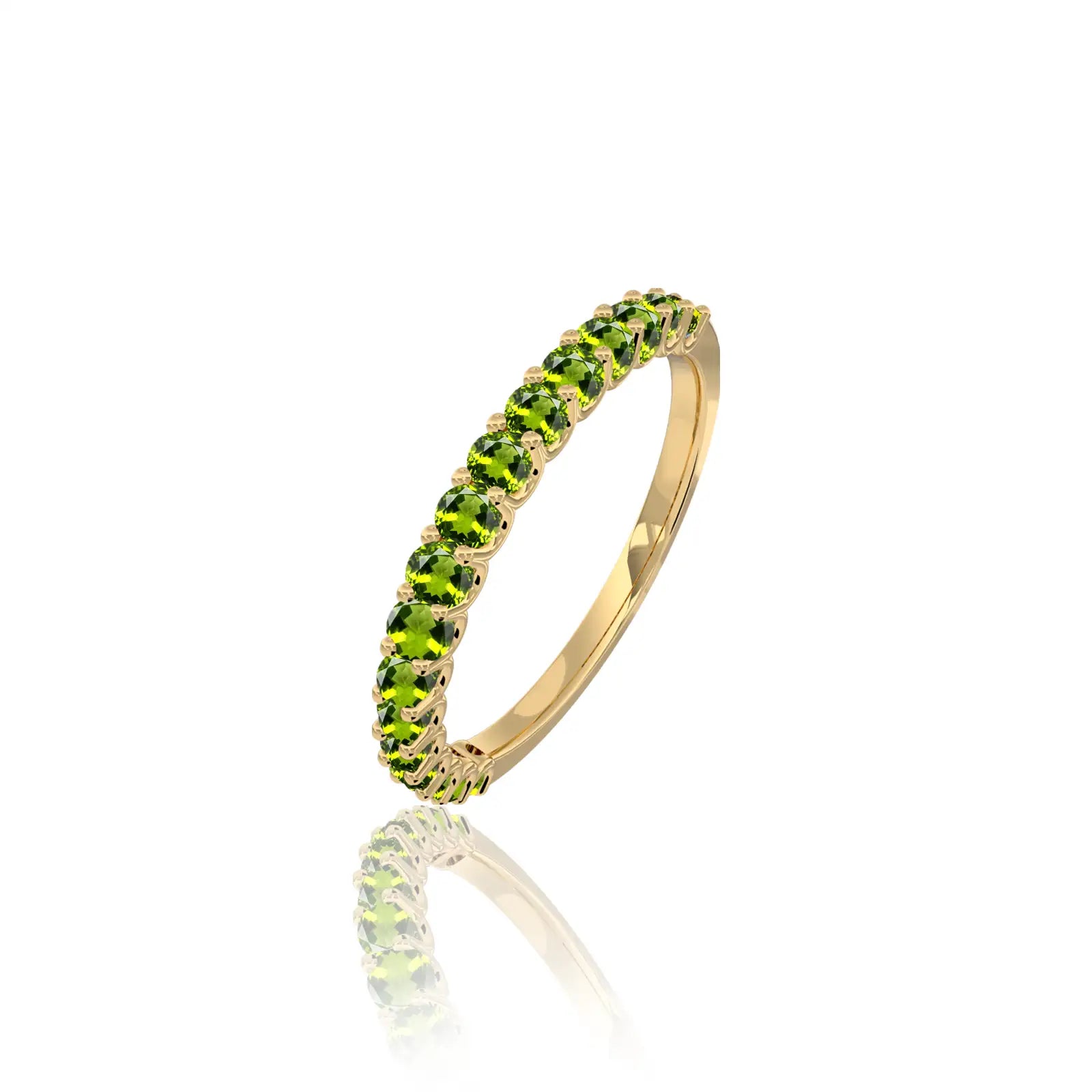 Fortune august birthstone half eternity peridot ring