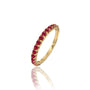 Yellow gold unique july birthstone half eternity opaque ruby ring
