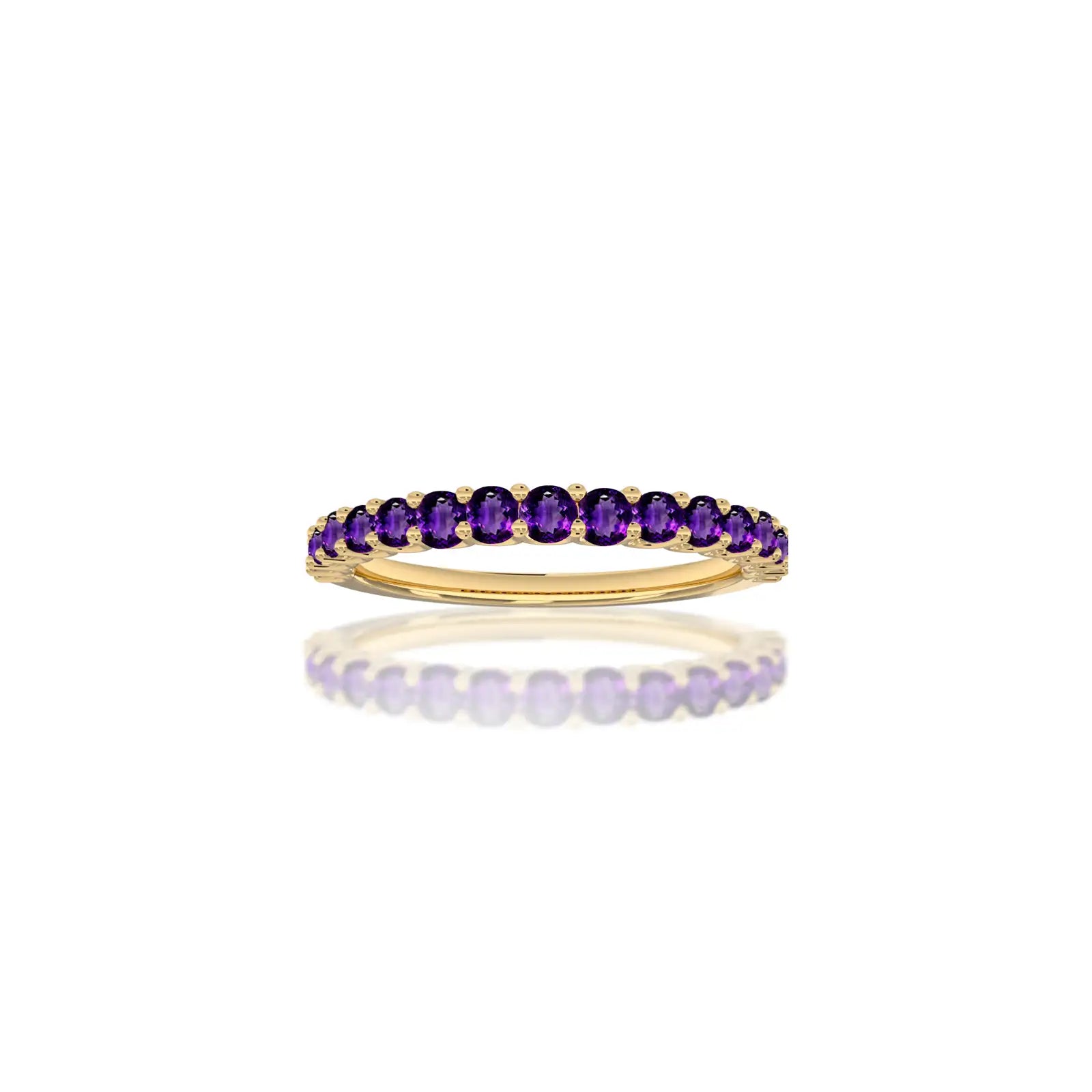 February birthstone half eternity amethyst ring