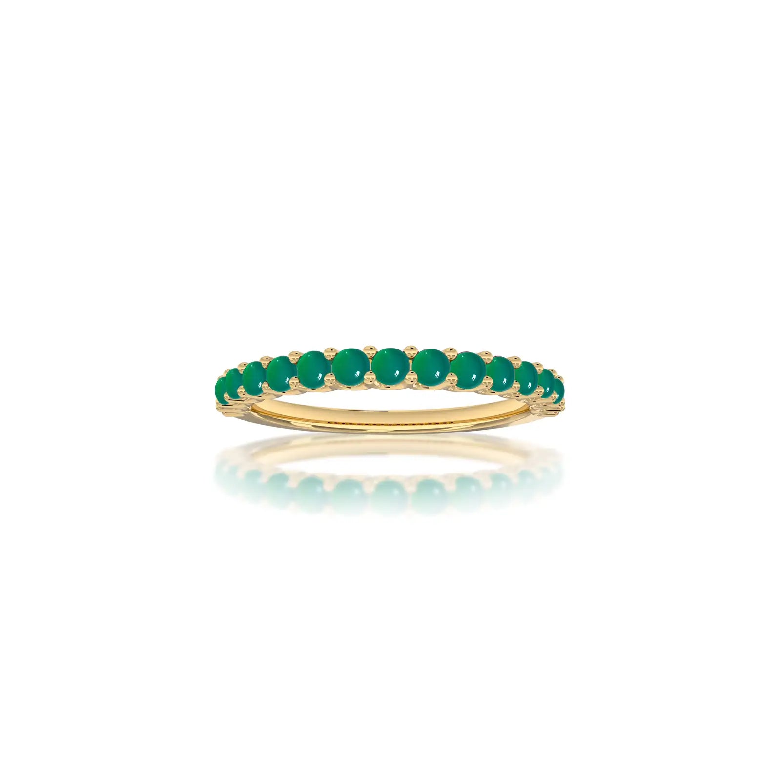 Gold may birthstone half eternity green agate ring