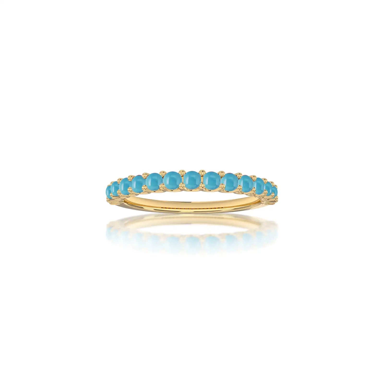 Yellow gold december birthstone half eternity turquoise ring 