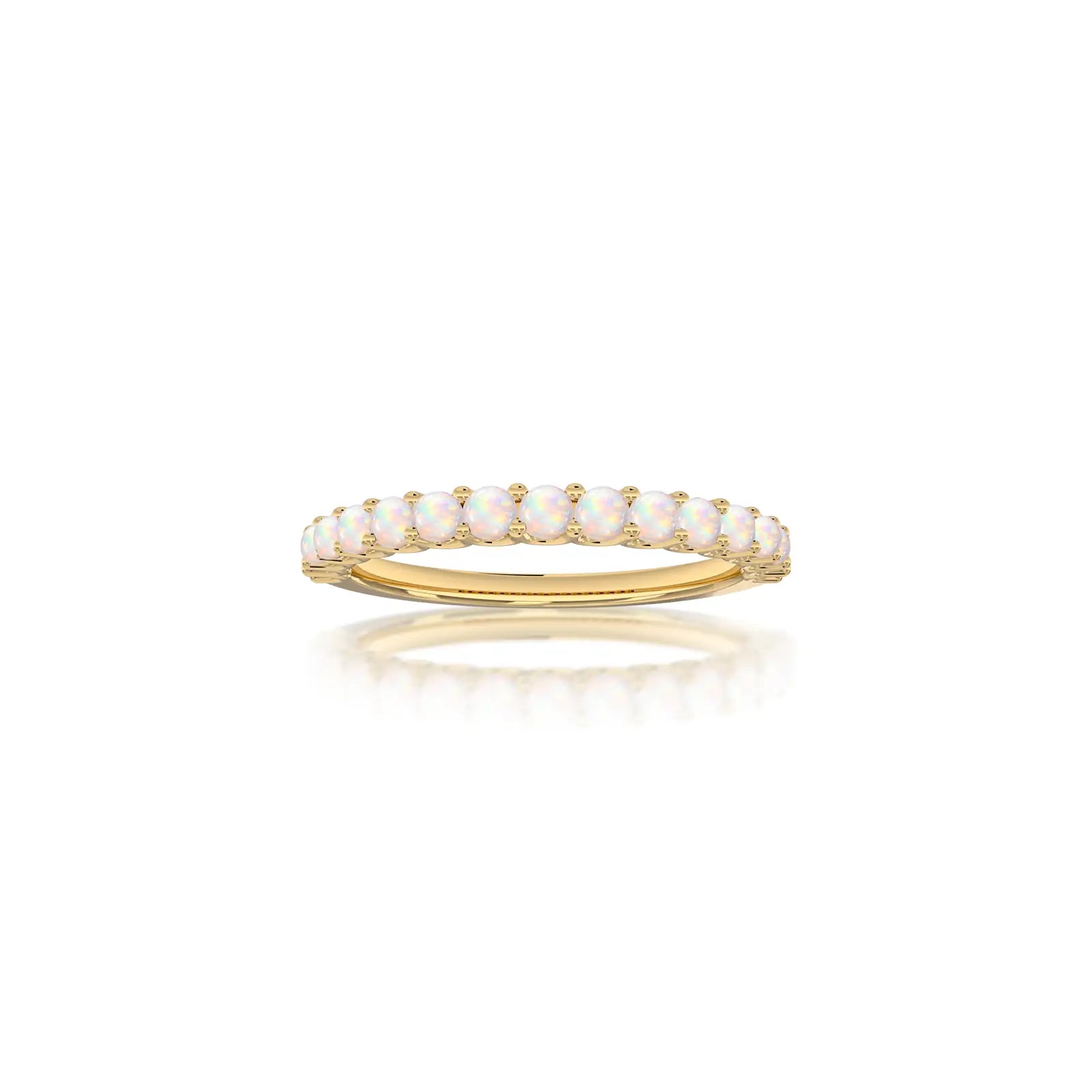 October birthstone half eternity opal ring