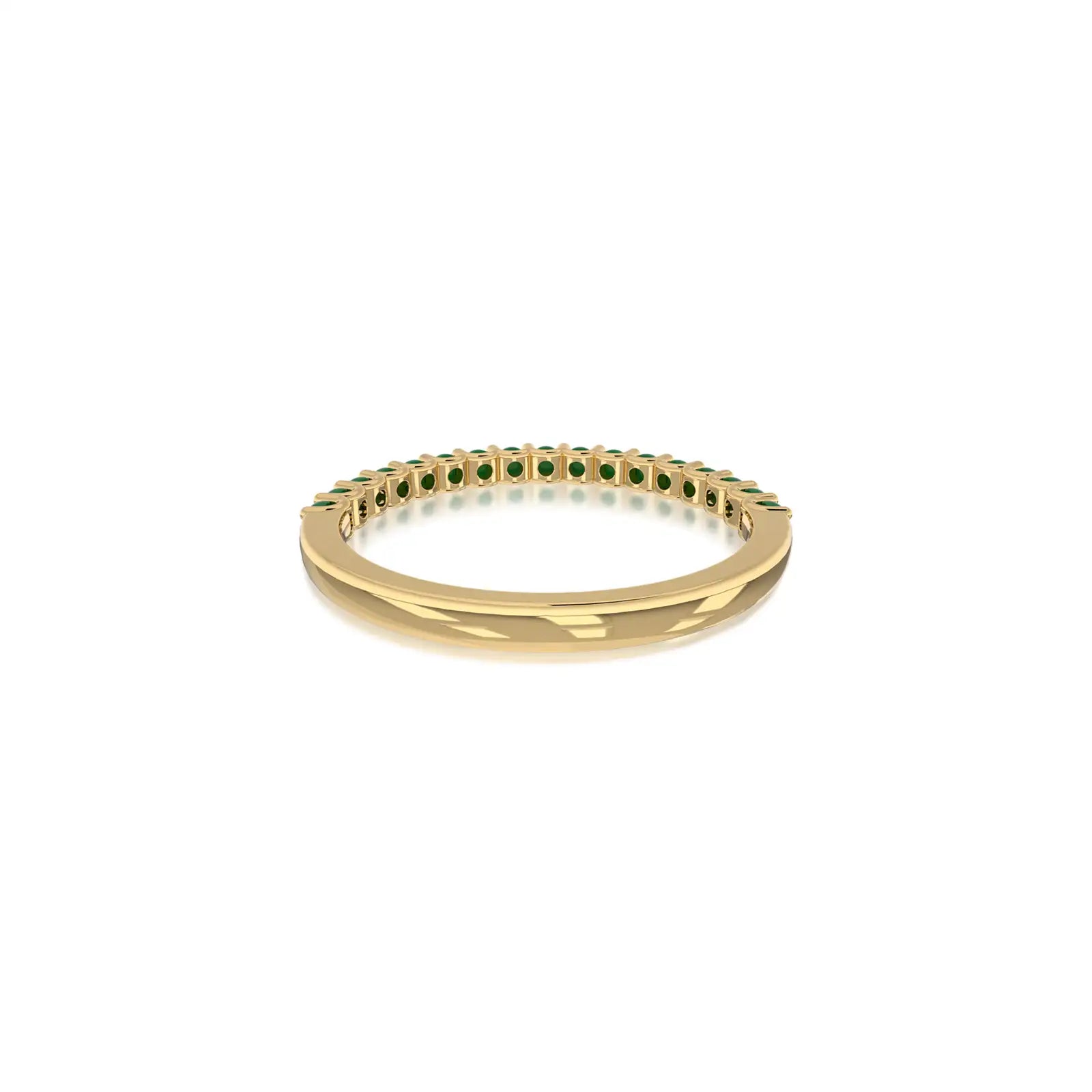 Yellow gold gold may birthstone half eternity green agate ring