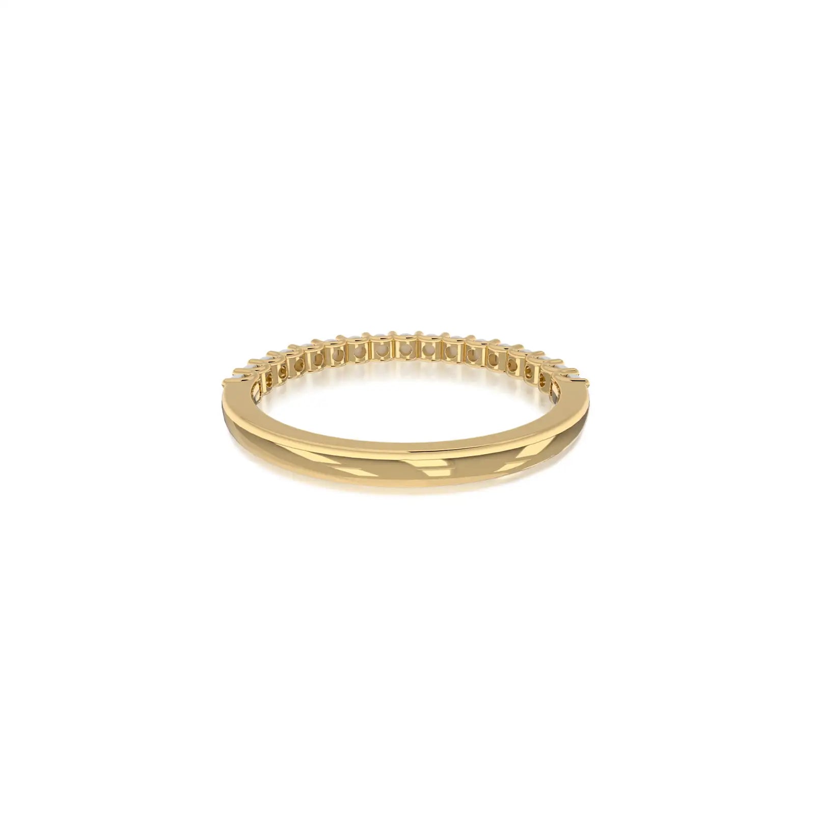 Fortune yellow gold june birthstone half eternity mother of pearl ring