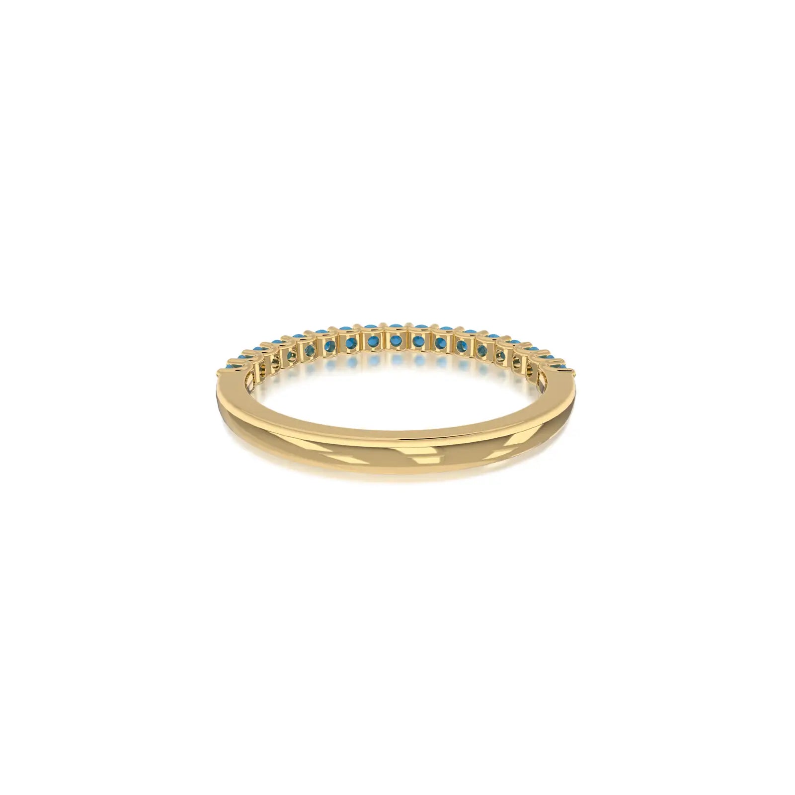Yellow gold december birthstone half eternity turquoise ring for office wear