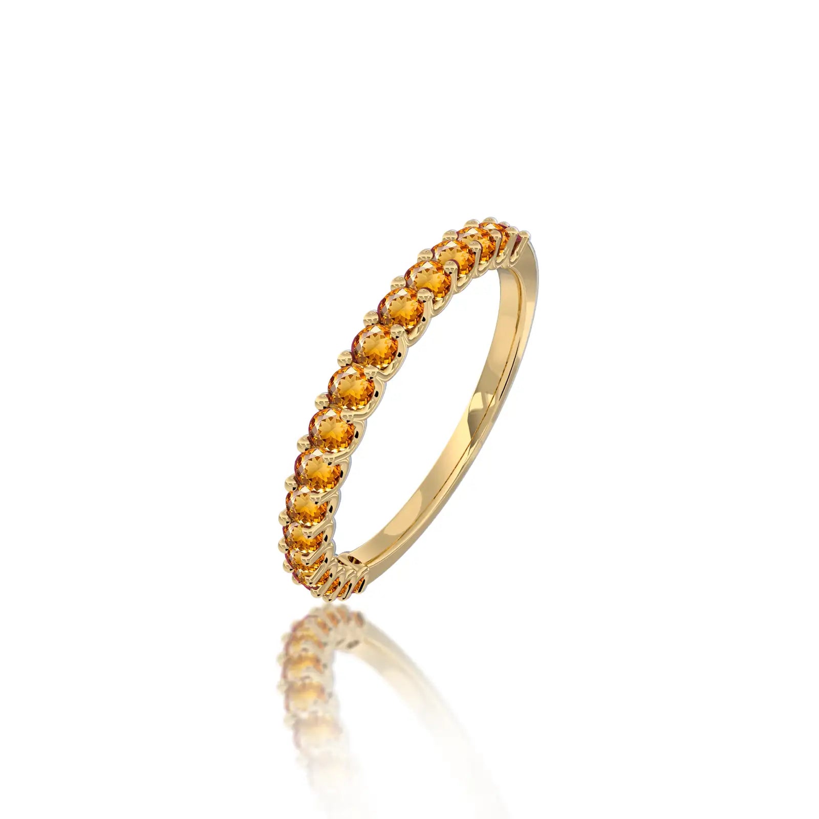 Yellow gold november birthstone half eternity citrine ring