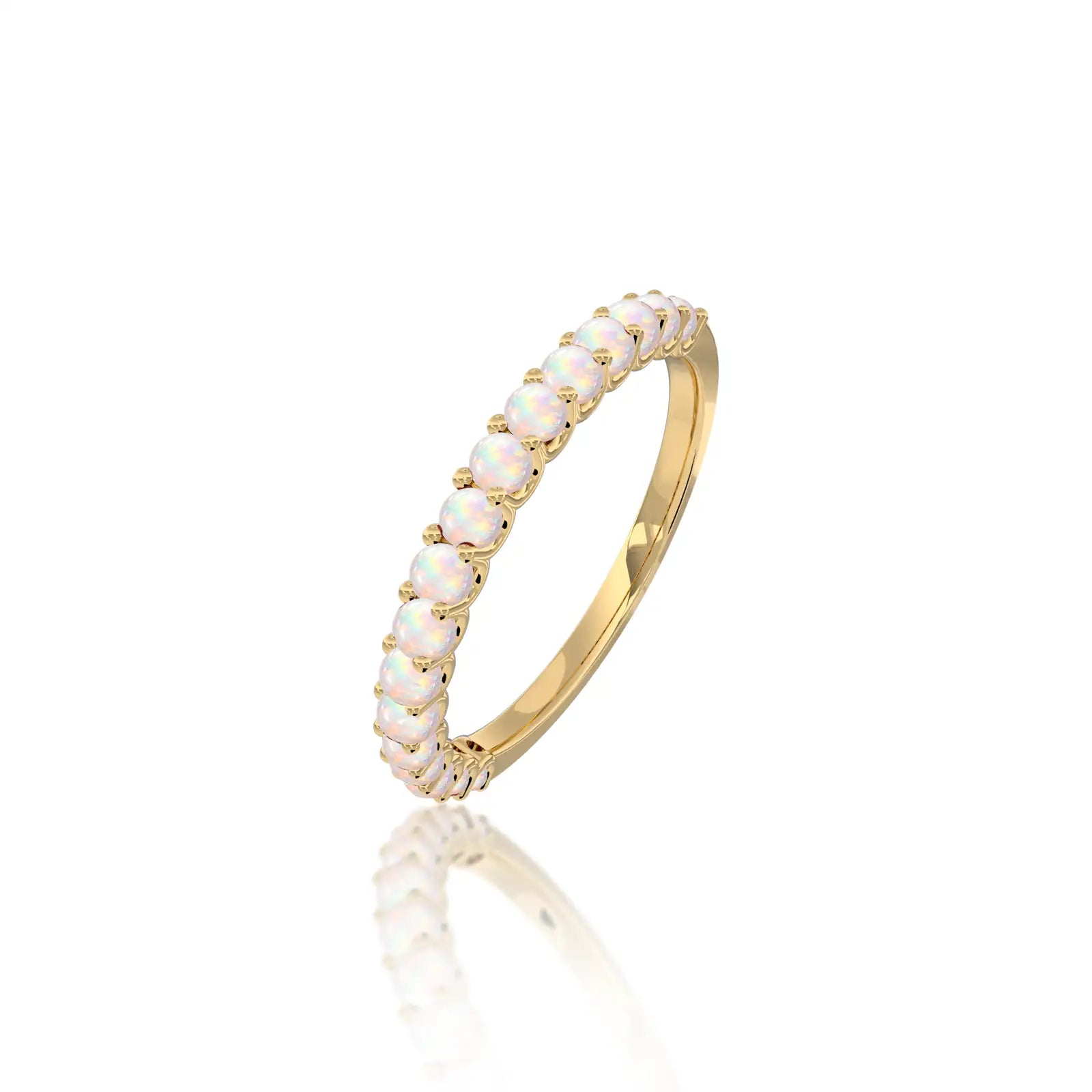 October birthstone half eternity opal ring for office wear 