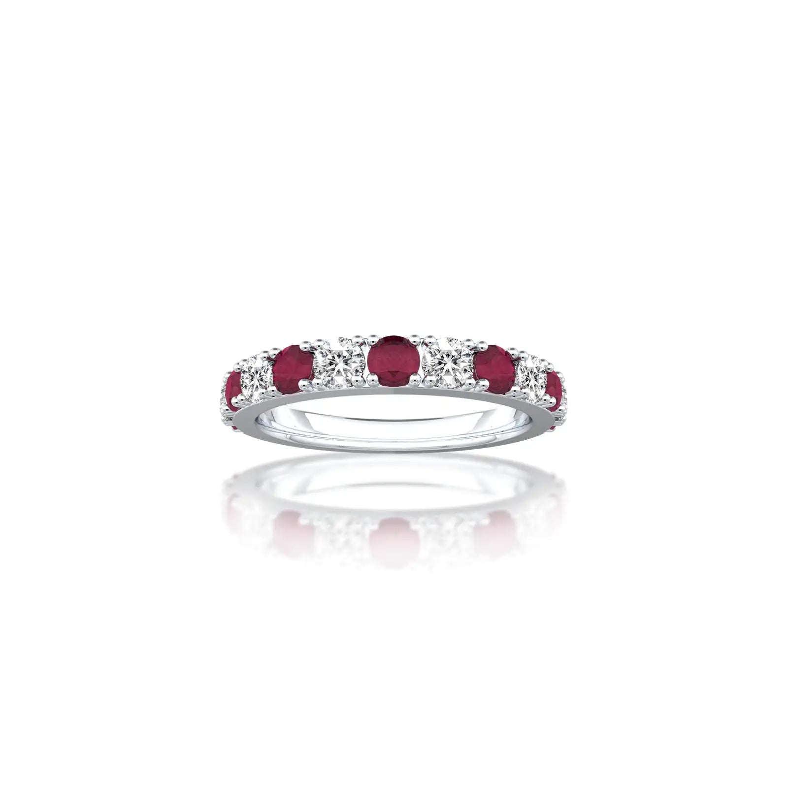January birthstone garnet rhythm ring with diamonds for office wear