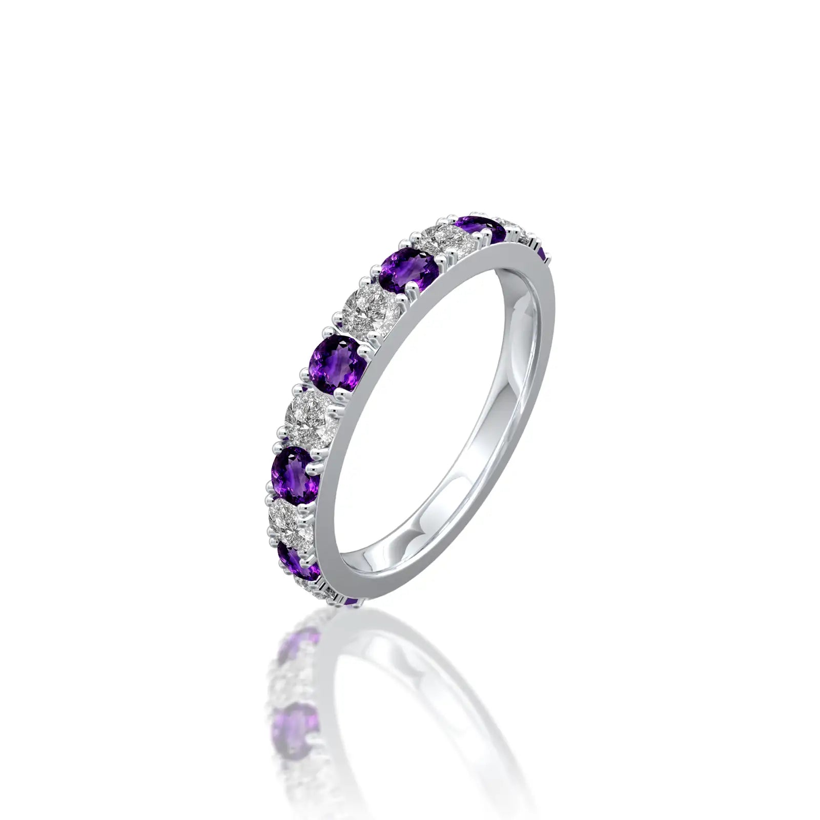 Trending february birthstone half eternity amethyst ring for women