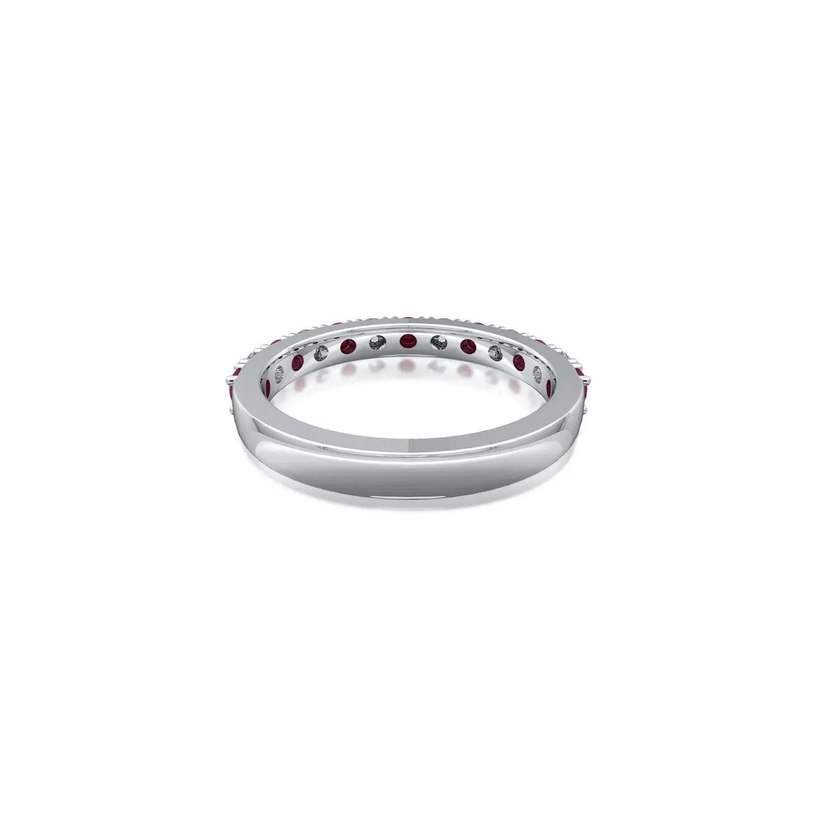 Stylish january birthstone garnet rhythm ring with diamonds