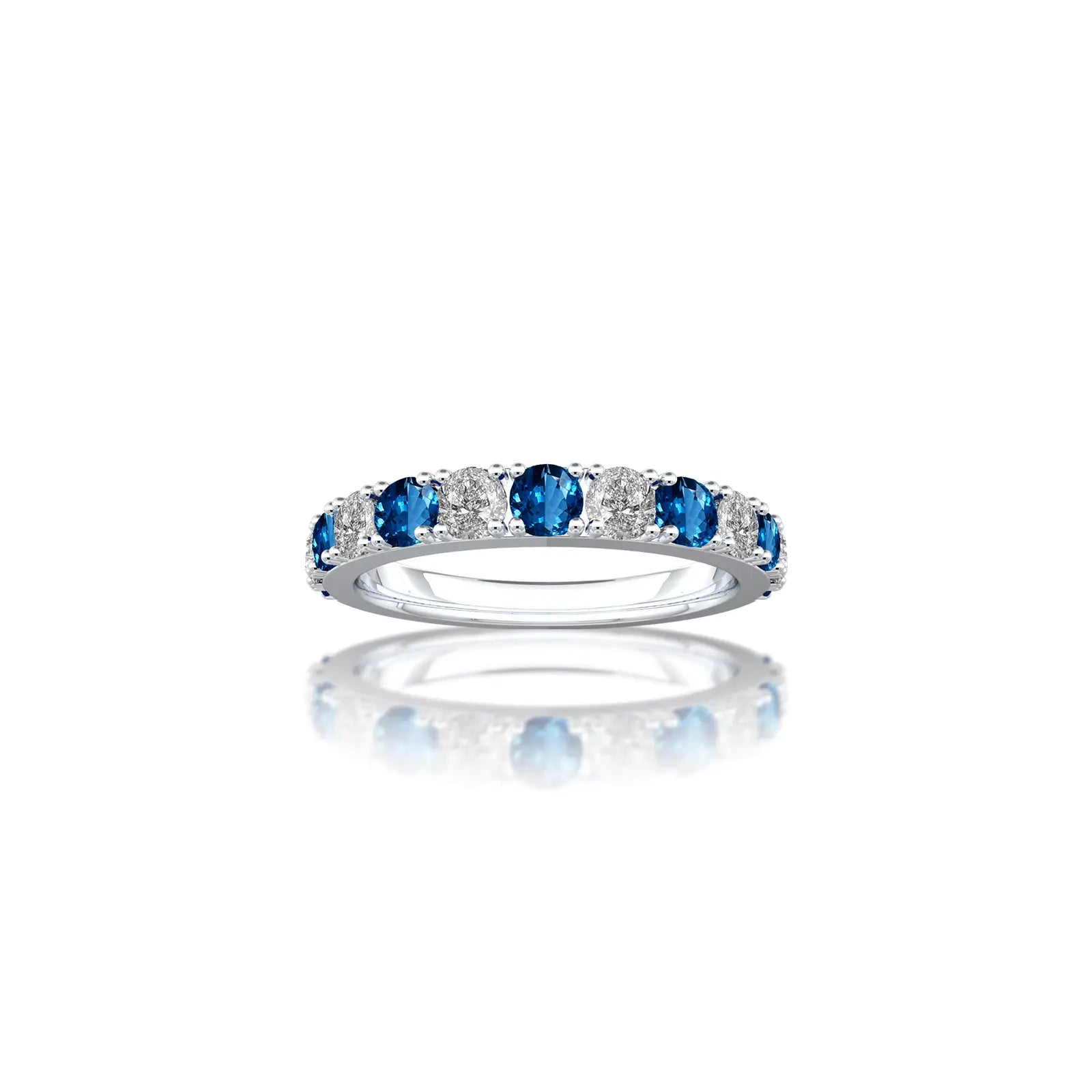 London blue topaz rhythm ring with diamonds  for gifting