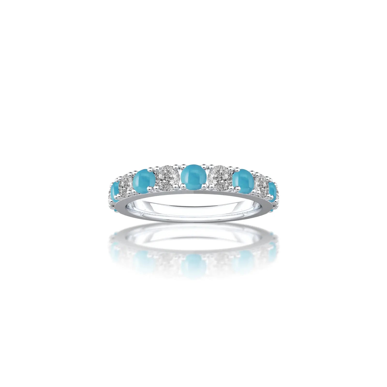 Trendy yellow gold precious december birthstone turquoise rhythm ring with diamonds