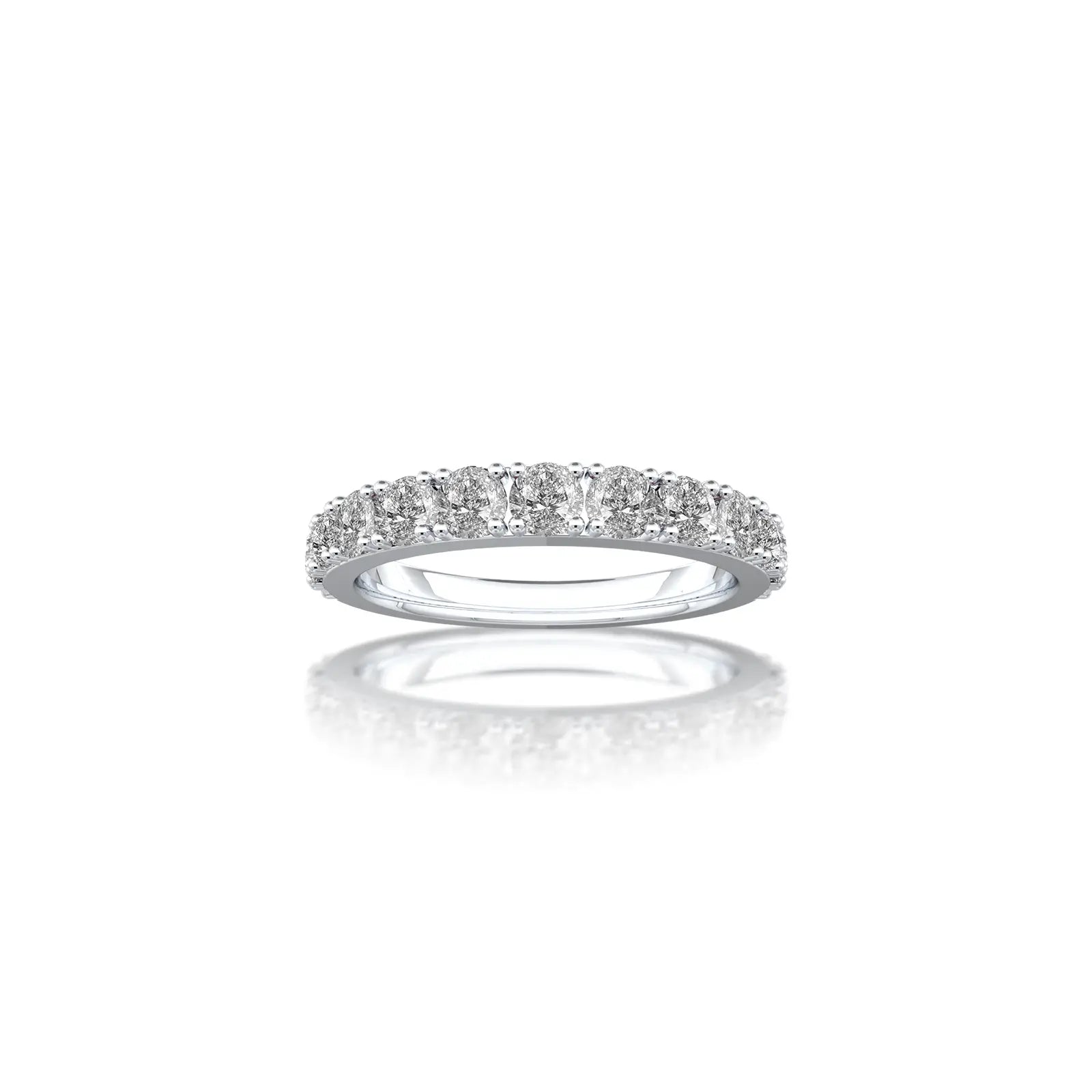 Unique april birthstone white topaz rhythm ring with diamonds