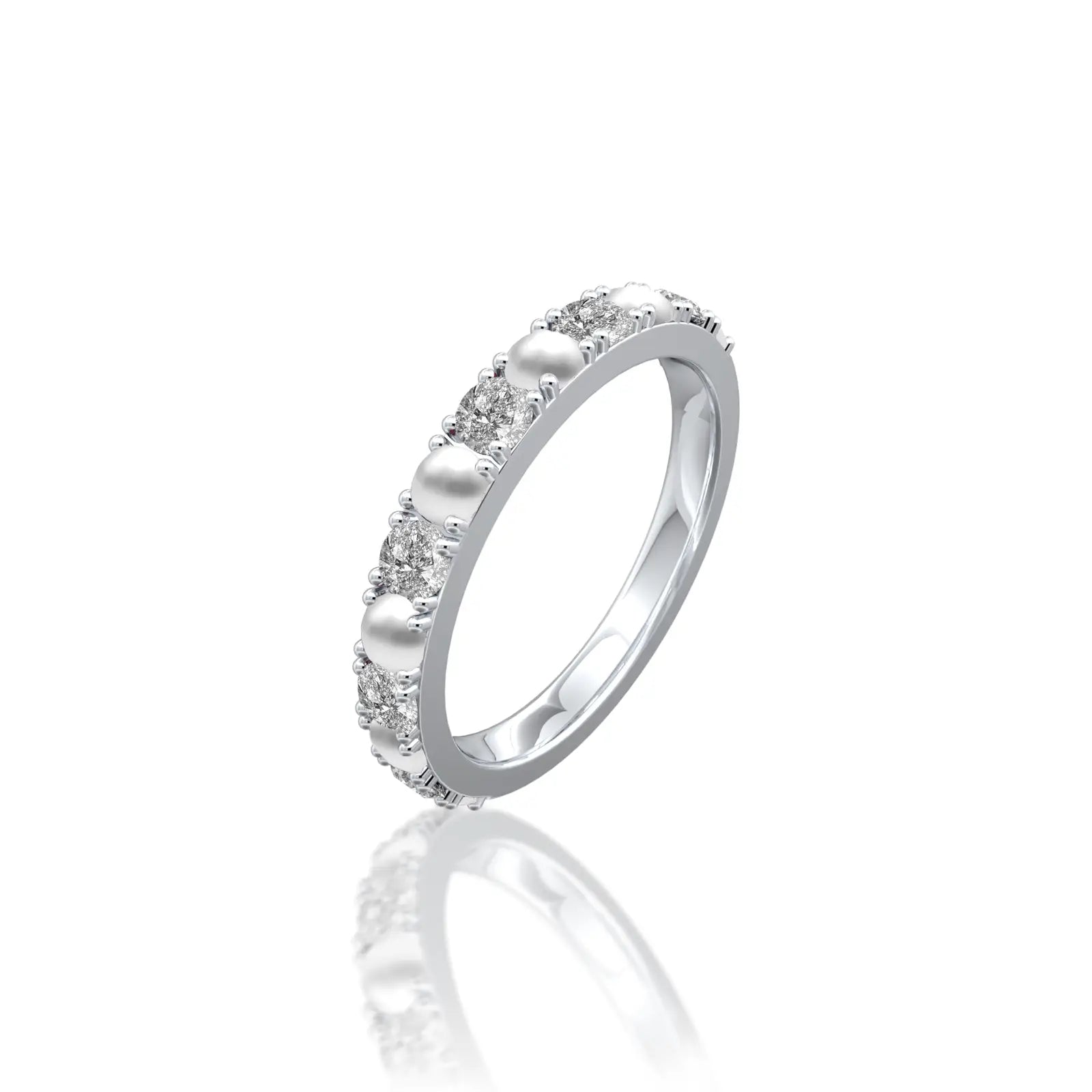 June Birthstone Mother of Pearl Rhythm Ring With Diamonds for girls