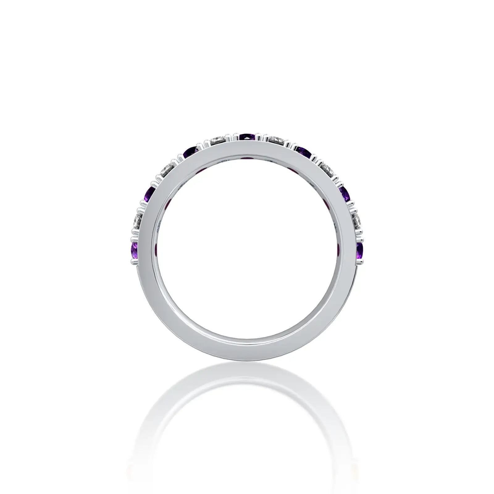 February birthstone half eternity amethyst ring valentine gift for women