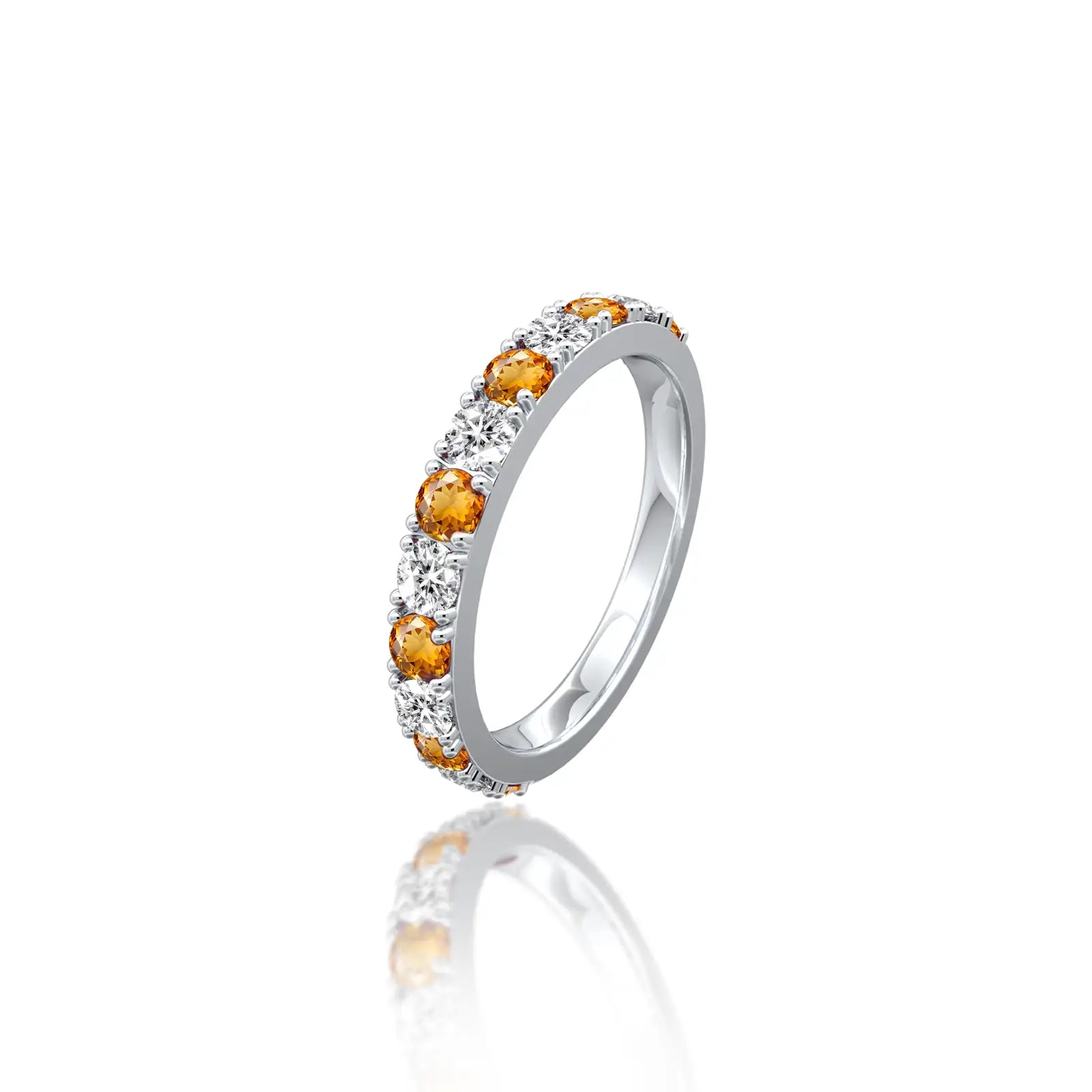 Stylish november birthstone citrine rhythm ring with diamonds