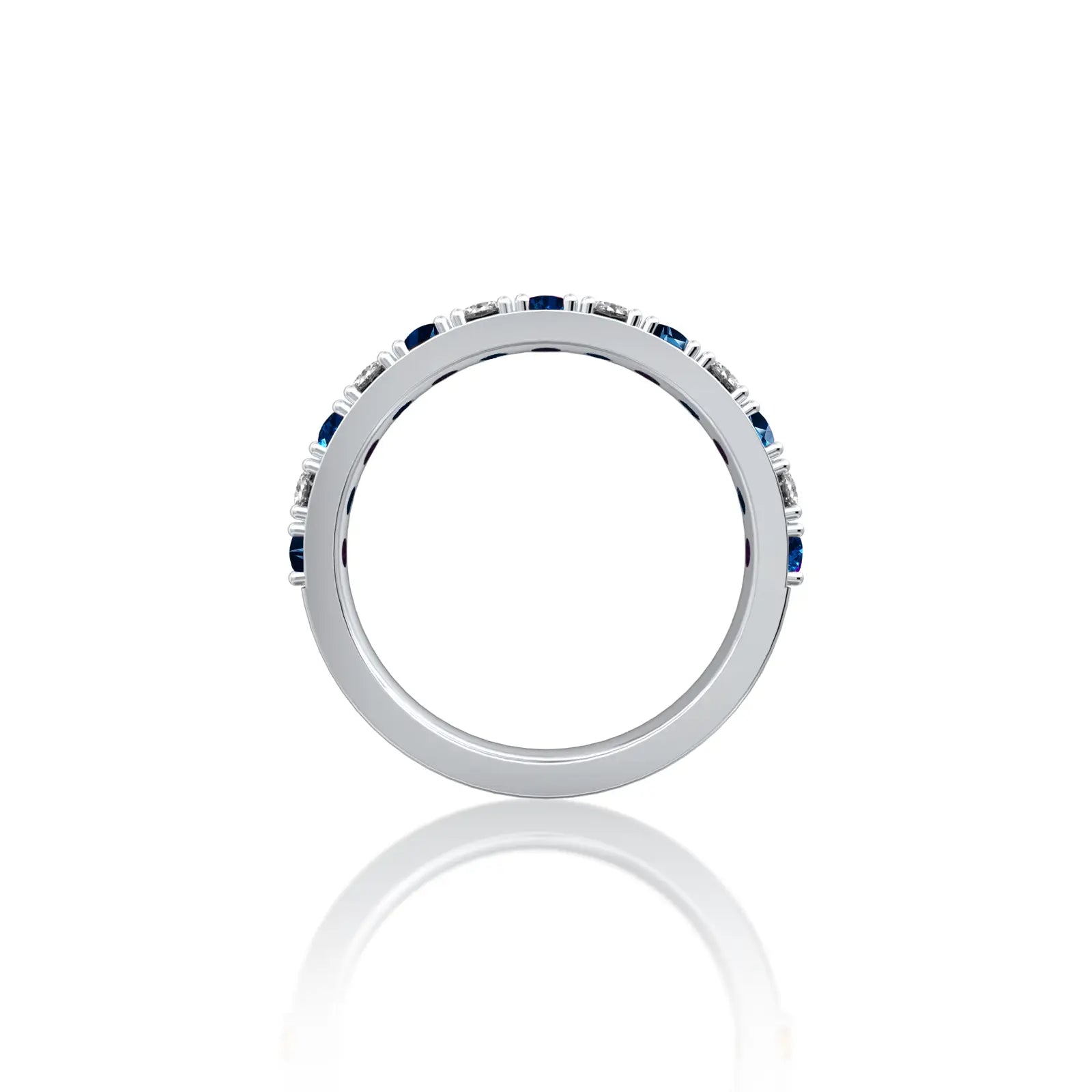 London blue topaz rhythm ring with diamonds white