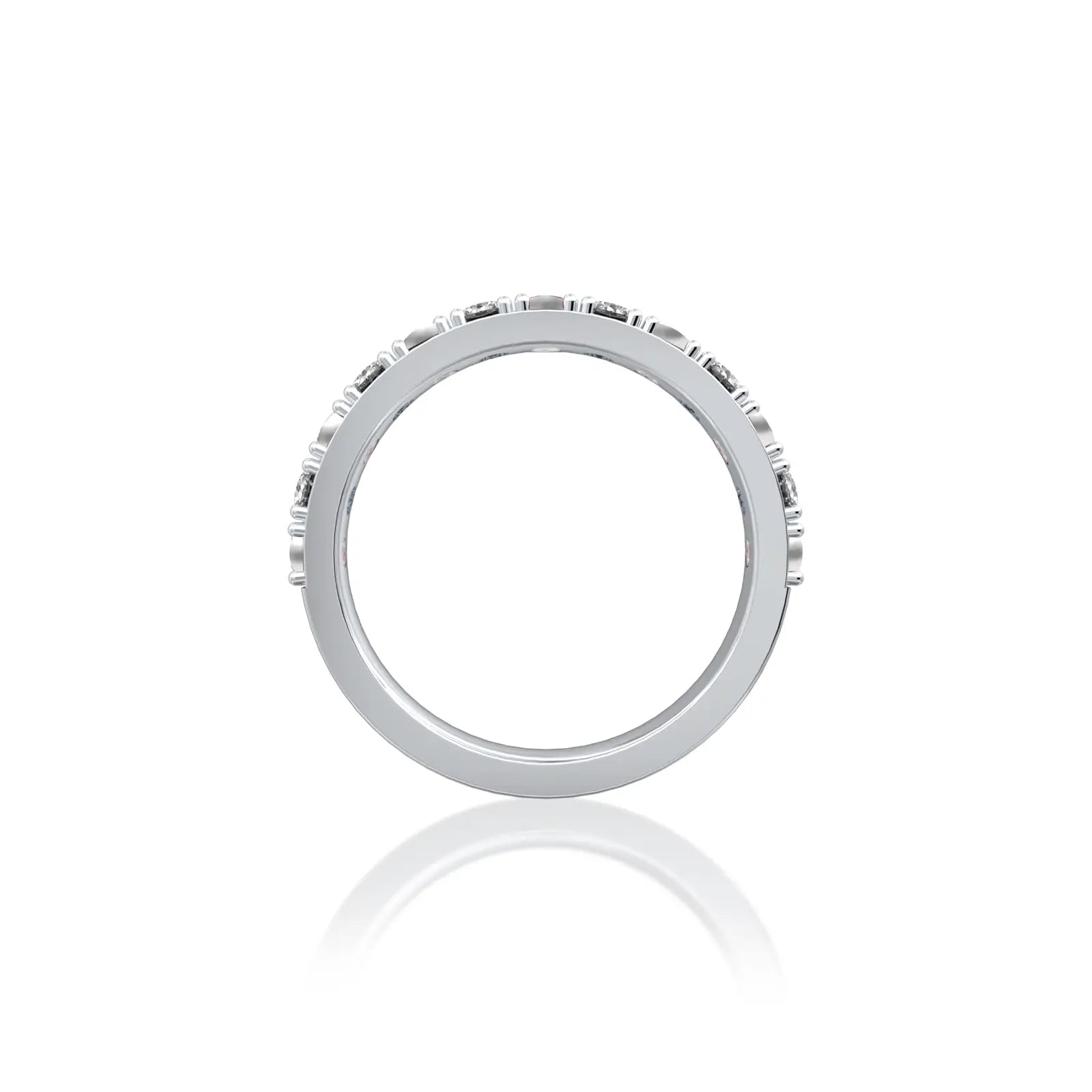 June Birthstone Mother of Pearl Rhythm Ring With Diamonds