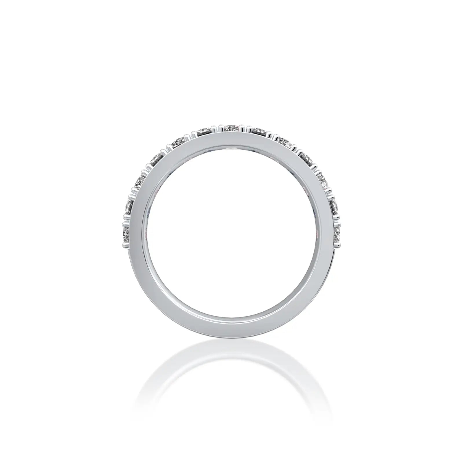 Elegant april birthstone white topaz rhythm ring with diamonds