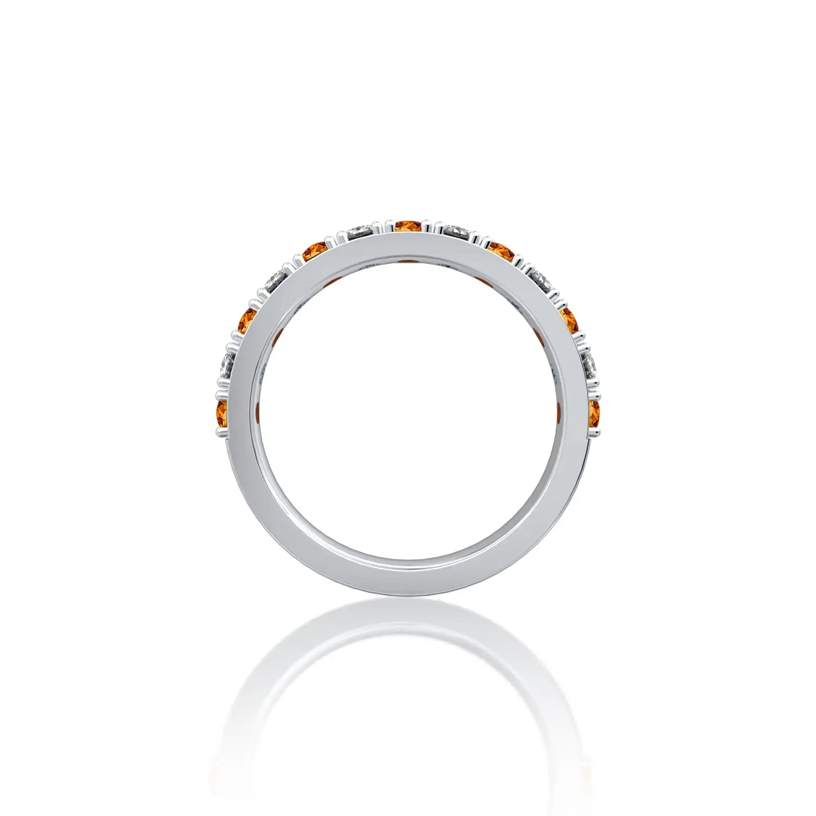 Elegant november birthstone citrine rhythm ring with diamonds