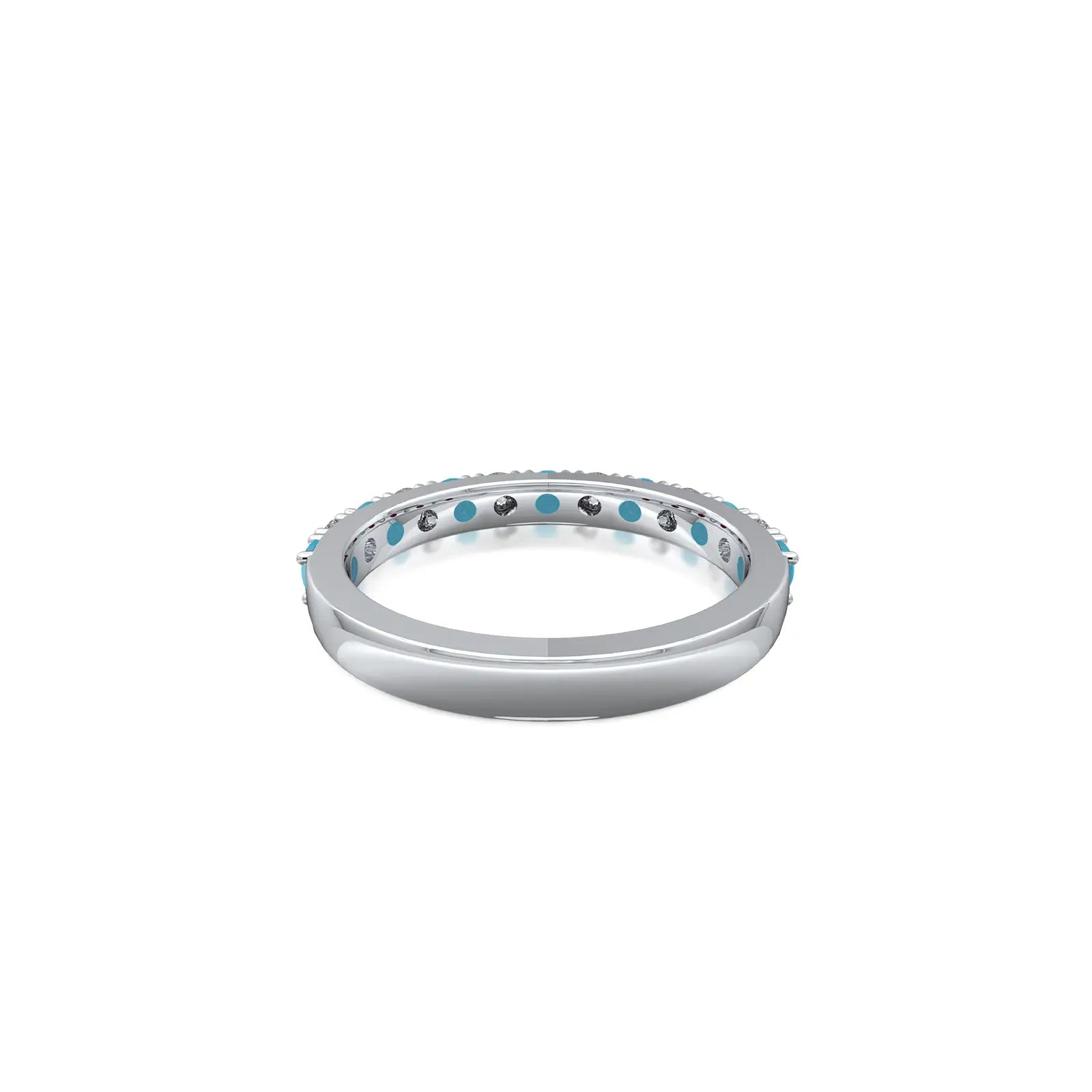 White gold precious december birthstone turquoise rhythm ring with diamonds for office wear